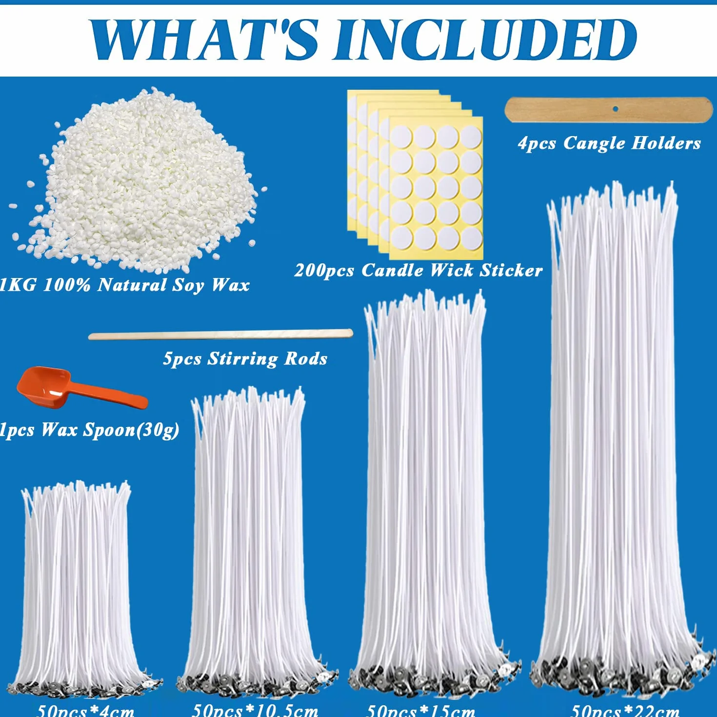 JEMESI Kit per Fabbricazione Candele, Kit per Produzione di Candele per Principianti, con Cera di Soia Pura, Stoppini, Adesivi, Porta DIY Set Regalo