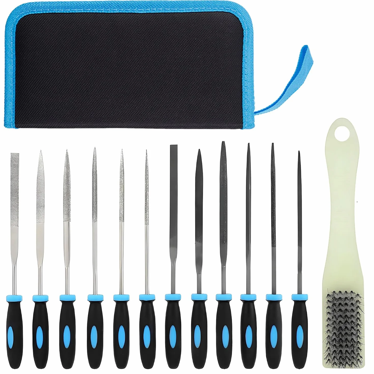 Lime Diamantate, Set di lime ad Ago da 13 pezzi per Legno, Metallo, Plastica e Gioielli, Ideale per Officina e Faidate, Con Pratica Borsa di Stoccaggio