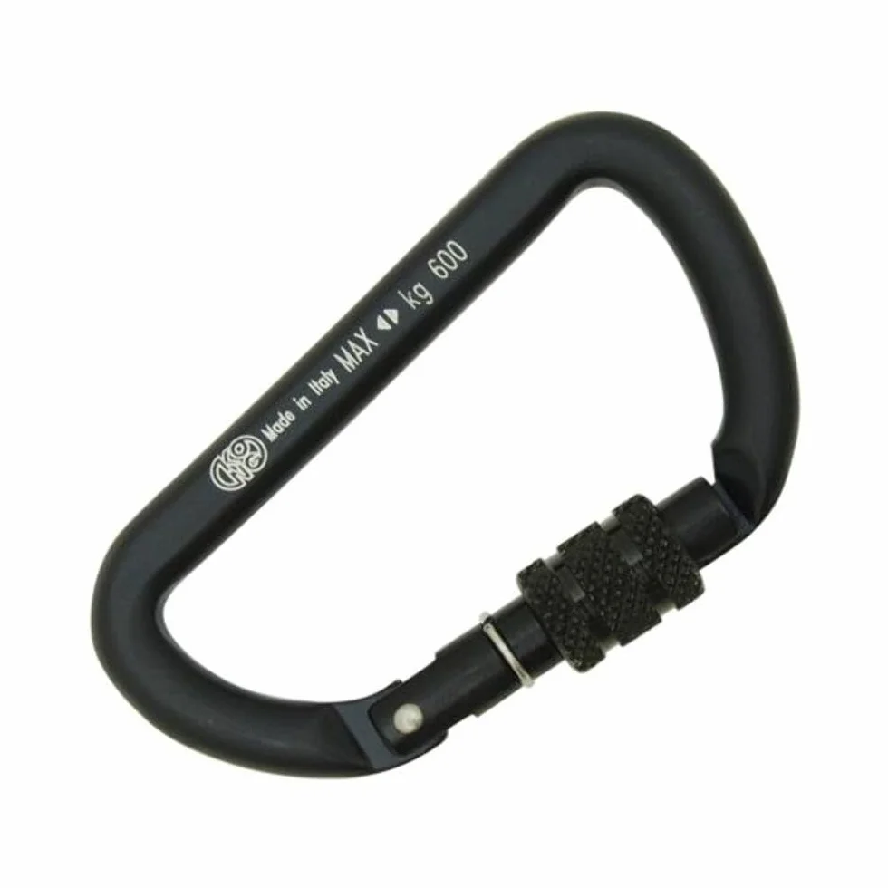 Moschettone Portachiavi in Alluminio Nero 32g Kong Mini D Screw Made in Italy