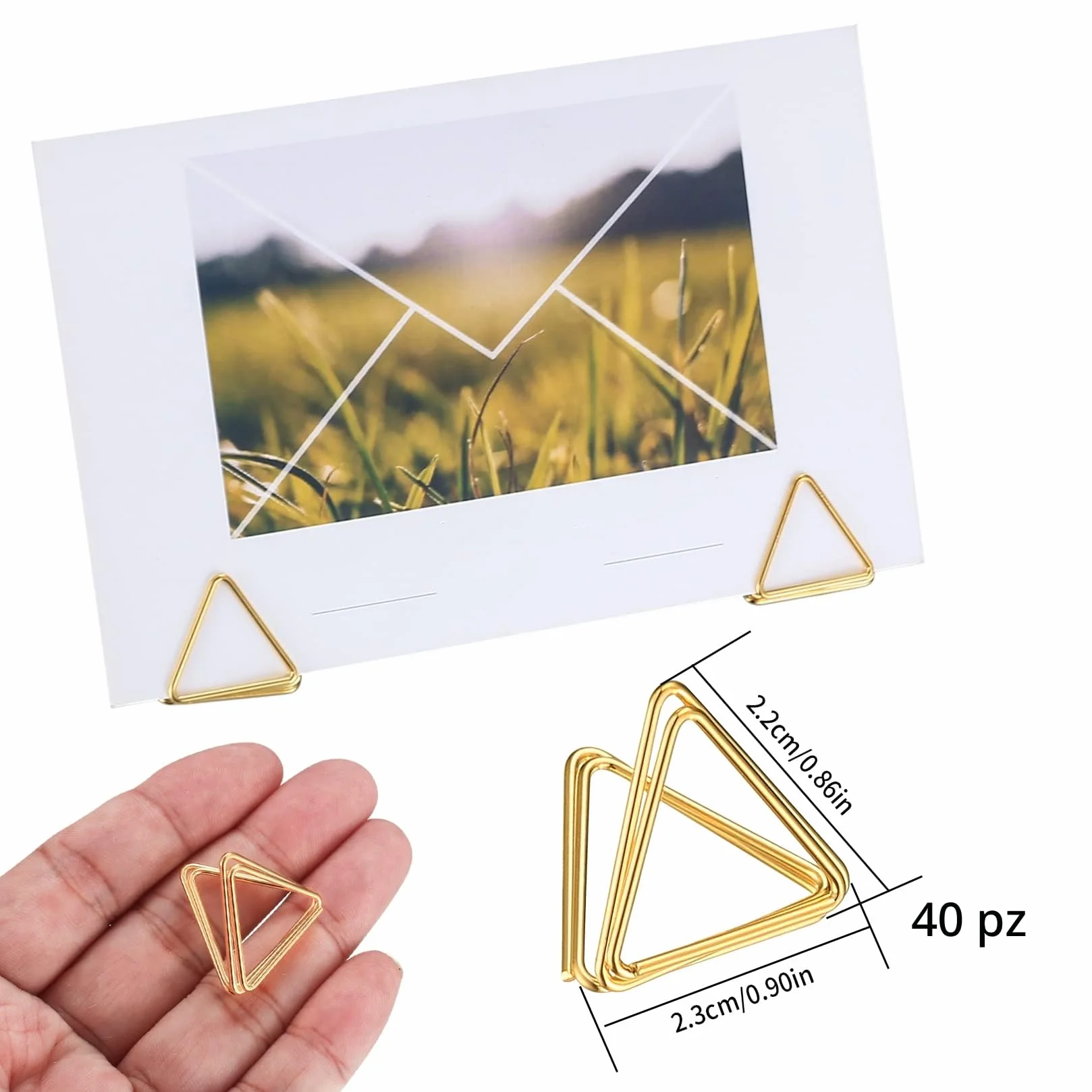 40 Pezzi Segnaposto Porta Carte da Tavolo, Memo Clip Carta, Portafoto Memo Clip Supporto Numero Tavolo Triangolo per Matrimonio, Festa, Ufficio, Ristorante, Scuola