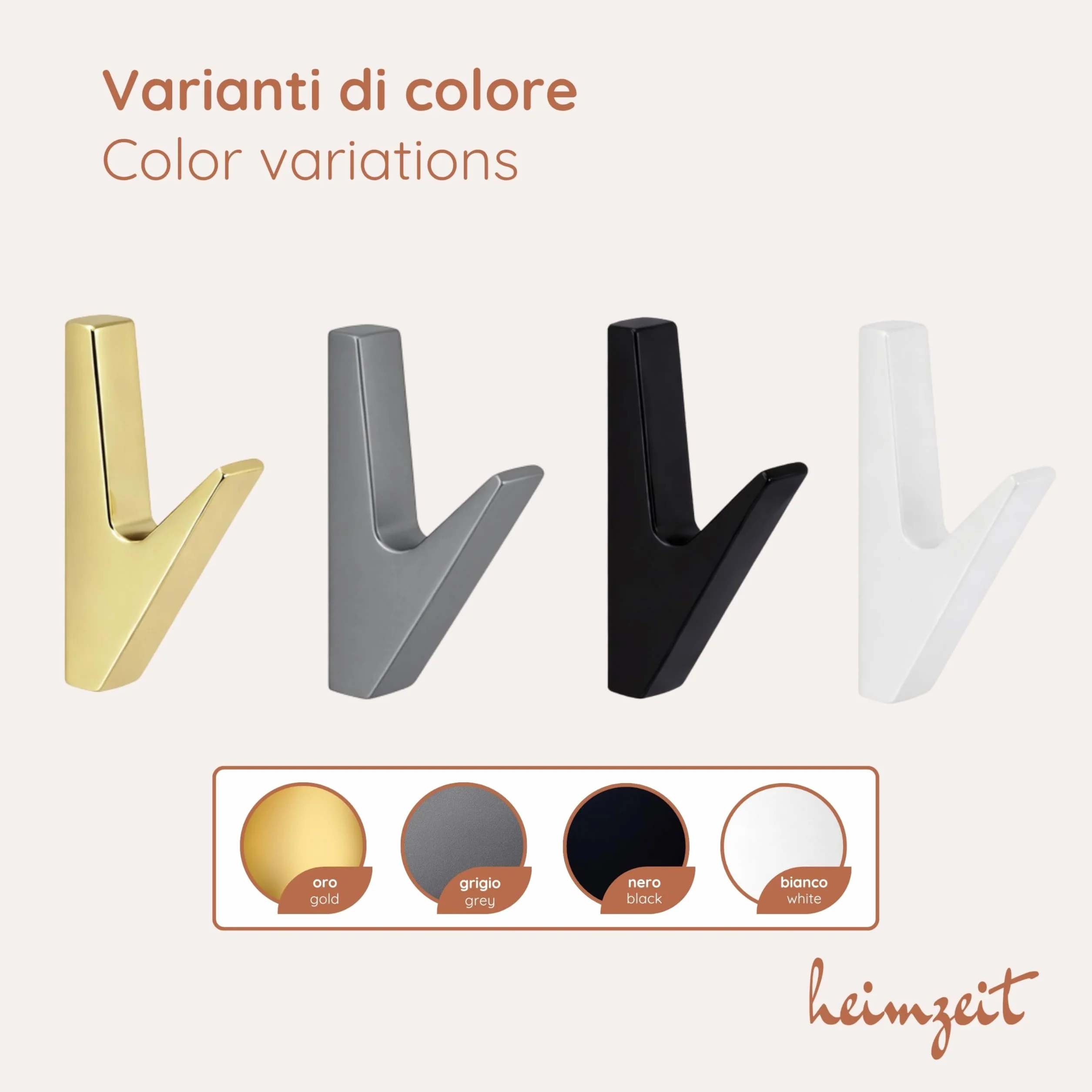 Ganci Appendiabiti Volt da Avvitare 4 Pezzi in Nero, Appendiabiti da Parete per Guardaroba, Giacca, Asciugamano, Zaino e Vestiti, Design Moderno, Ganci in Metallo da Forare