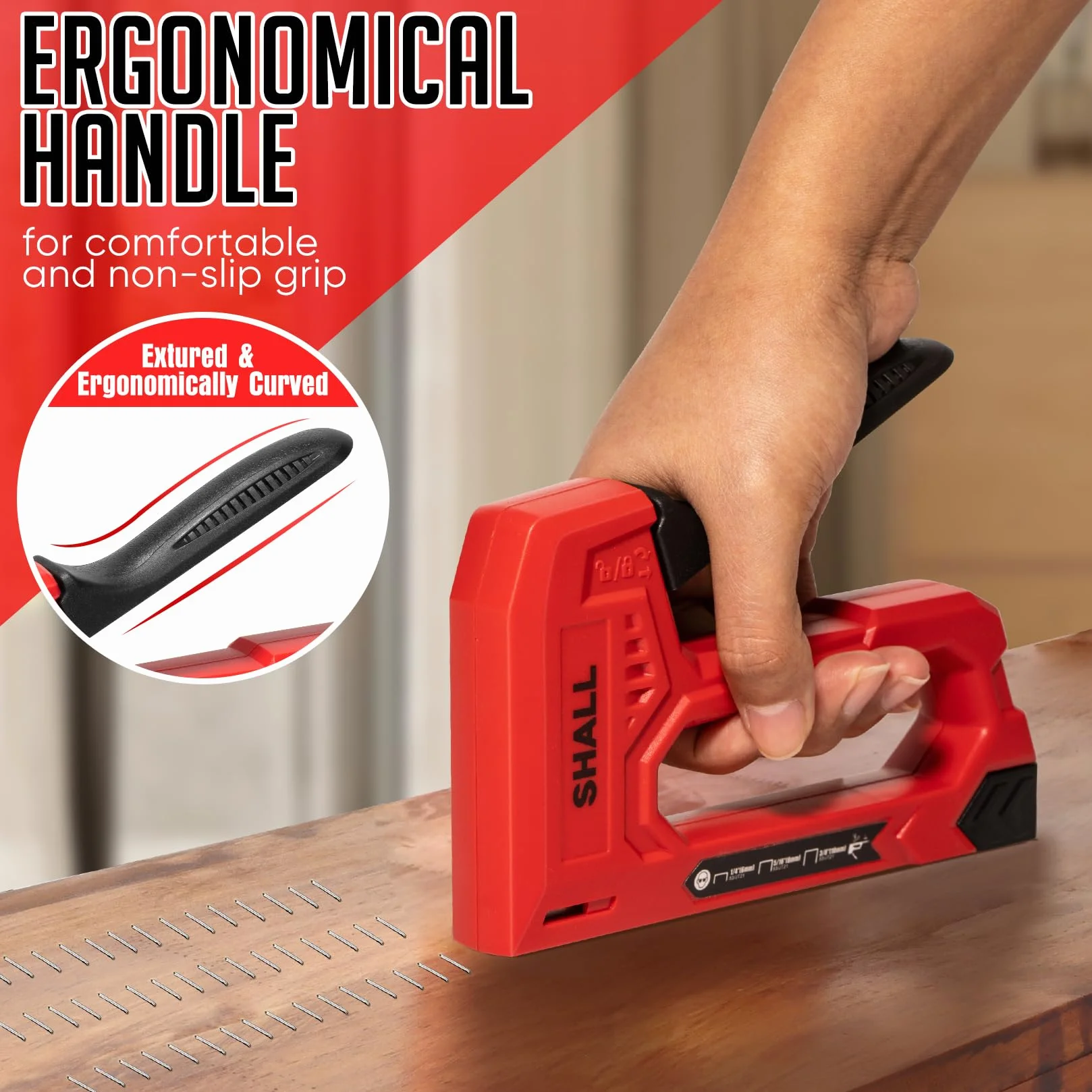 SHALL Graffettatrice Leggera per Legno -per Tappezzeria con 1600 Graffette JT21 da 1/4, 5/16, 3/8" e levapunti - Graffettatrice per Tessuti per Artigianato