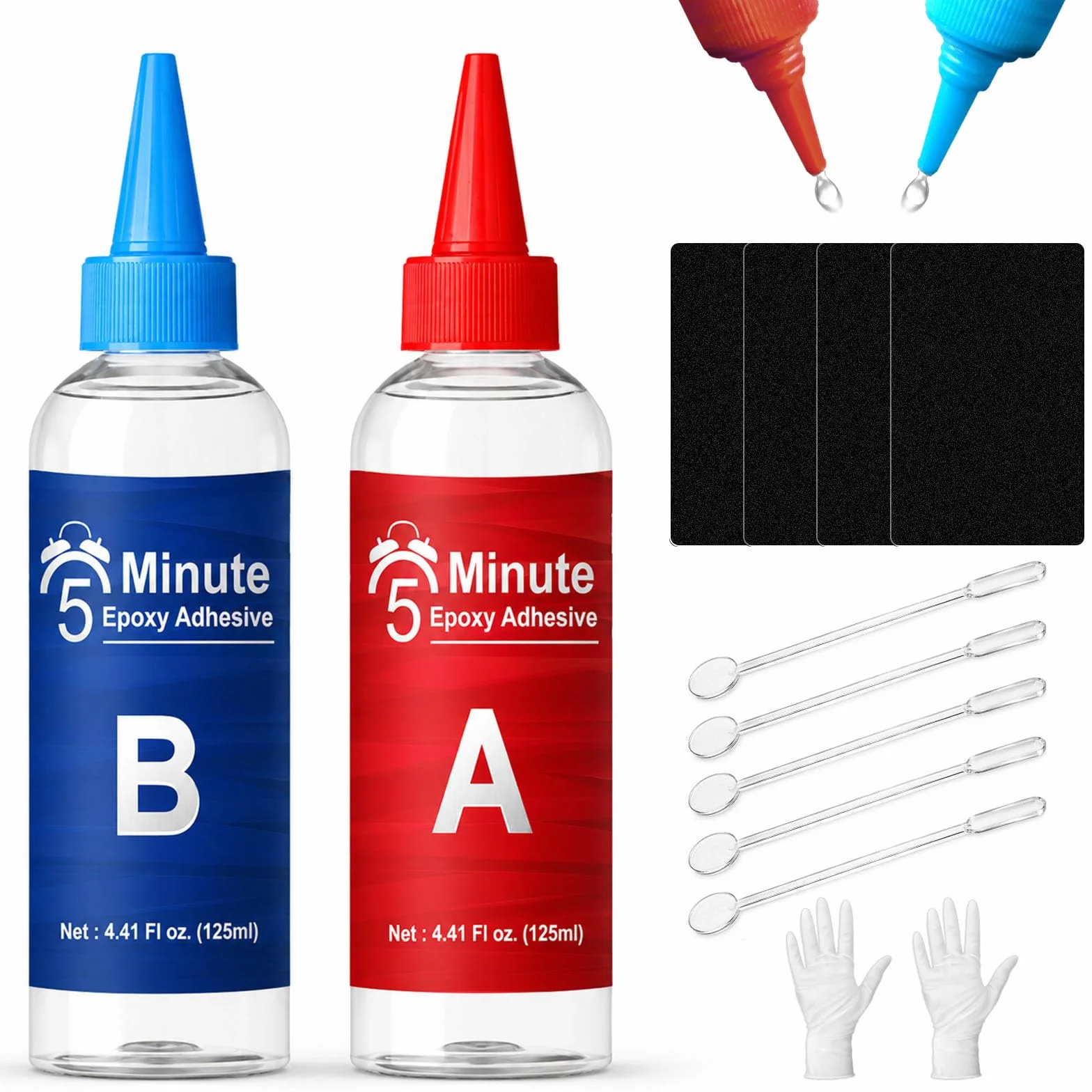 Colla Epossidica Bicomponente, 250 ml Mix 5 Minuti, Trasparente, Adesivo Multiuso Multimateriale, Colla Bicomponente per Plastica, Ceramica, Porcellana, Vetro, Legno