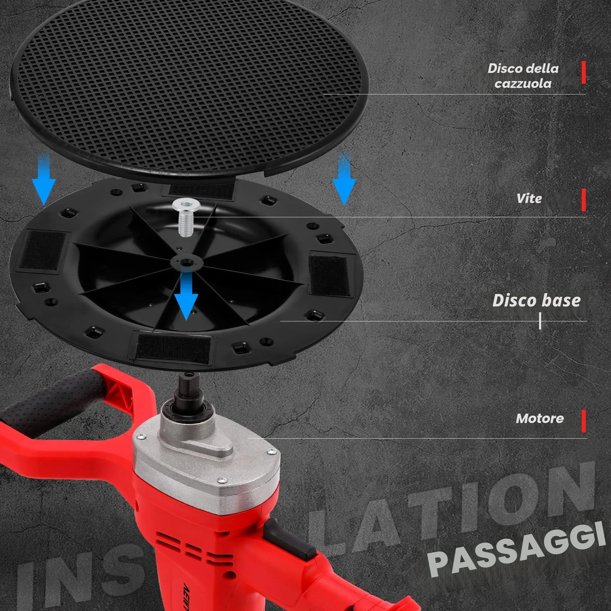 NEWTRY Frattazzatrice elettrica per malta da muratore, Cazzuola lisciante per intonaco portatile per rifiniture murali, con dischi di ricambio in carta vetrata spugnosa 220V CE