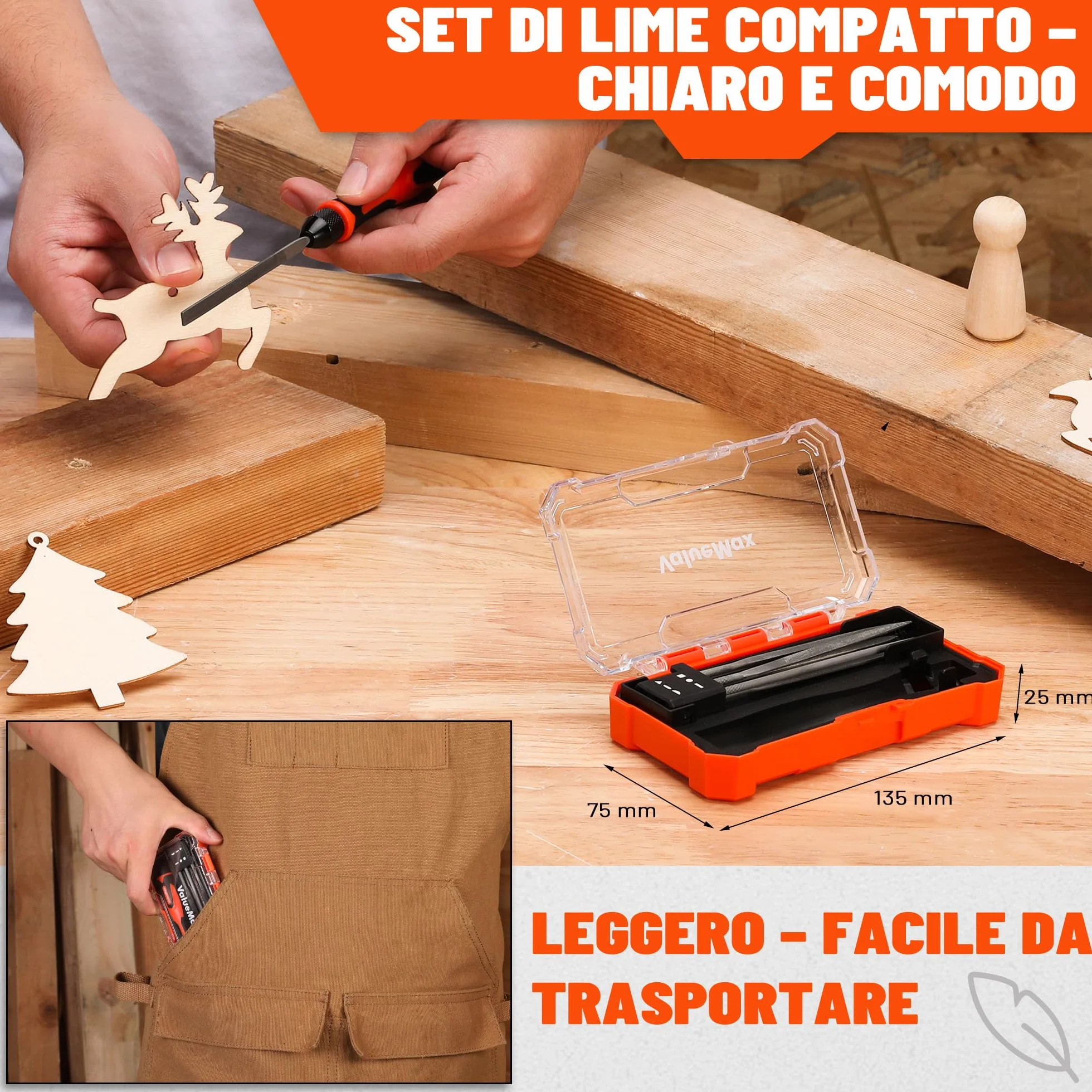 ValueMax Set Lime per Metallo da 7 Pezzi, Tondo, Mezzotondo, Triangolare, Quadrato, Piatto, Piattoe Appuntito, Mini Lima in Metallo per Limare Metallo, Legno, Plastic