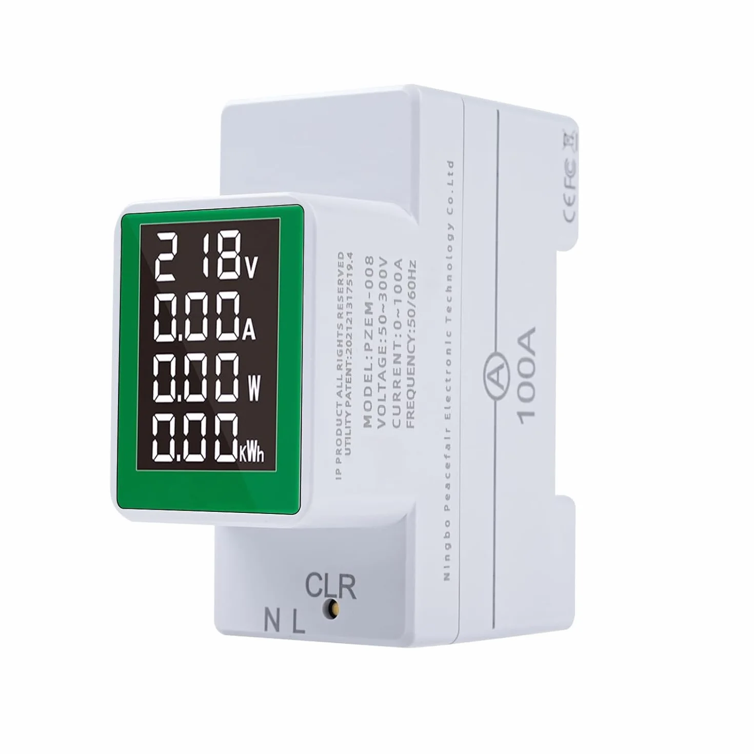 DEWIN Wattmetro,PZEM-008 AC50-300V 100A Contatore Energia Elettrica Amperometro da Quadro Voltimetro Amperimetro Digital con Display LCD