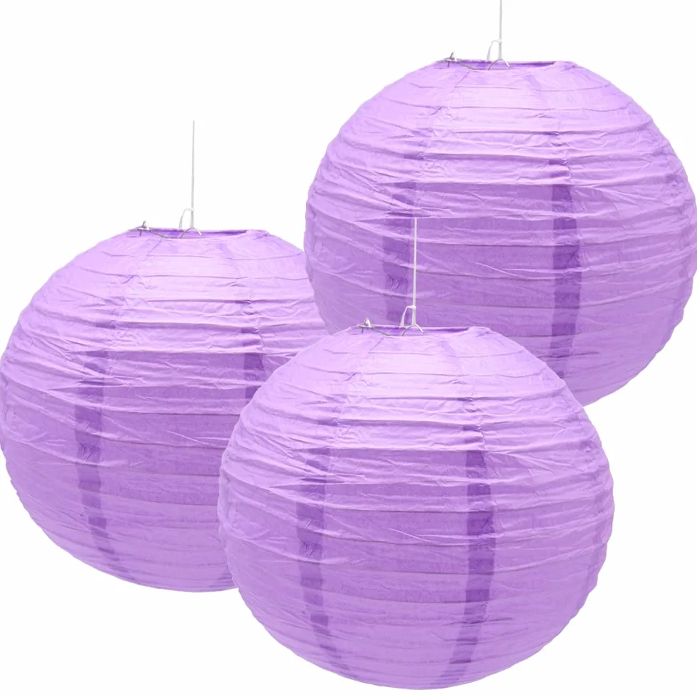 3 Pezzi Lanterna di carta 12in Lanterne Cinesi Lanterna di carta Rotonde Lanterne da appendere decorazione (12in/ Purple)