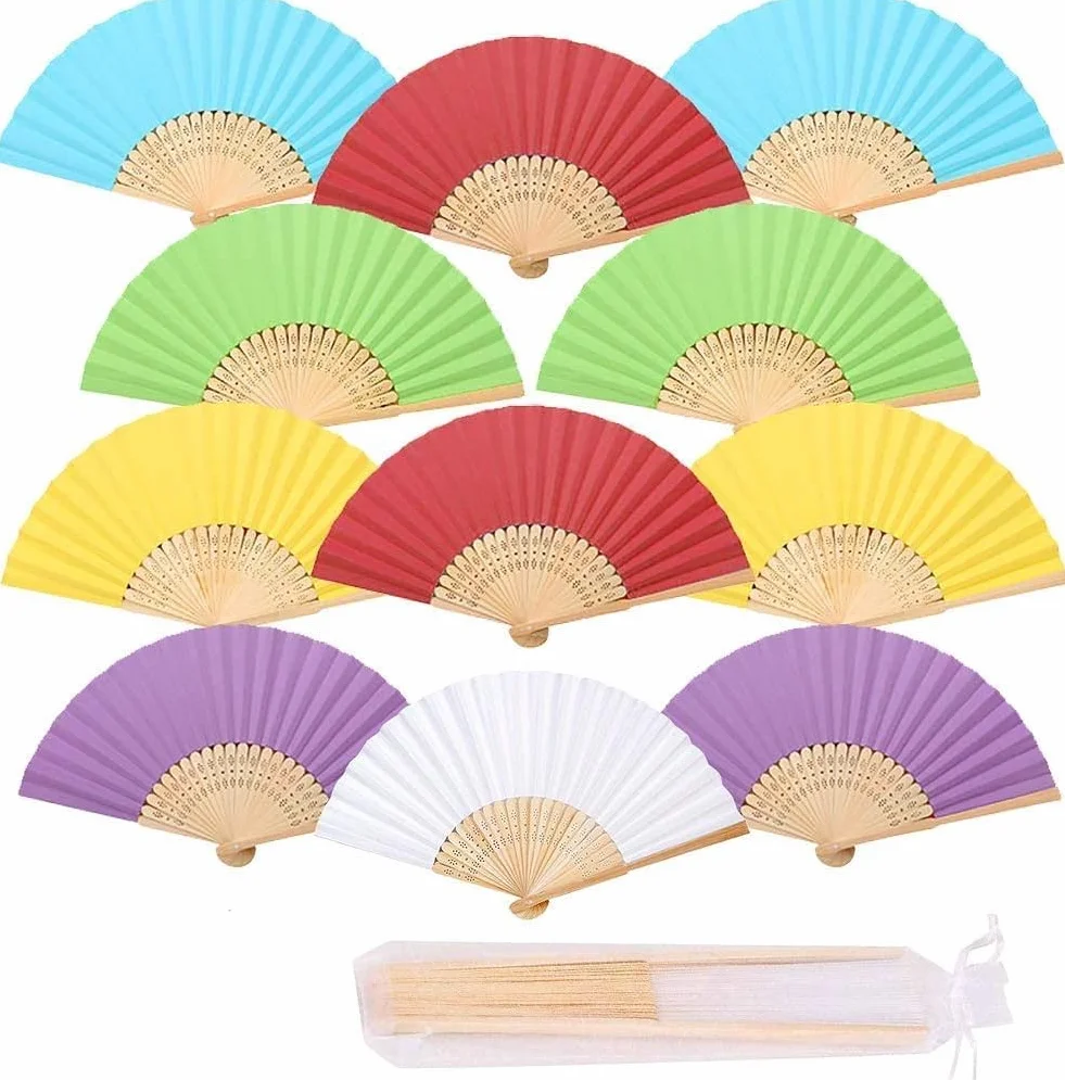 iZoeL 12 Pezzi Ventagli Pieghevoli Multicolore Ventagli Matrimonio Ventaglio Carta Manico in bambù Ventaglio Tascabile - Bomboniere Matrimonio Regalo Gli Ospiti Decorazioni Matrimonio Accessori