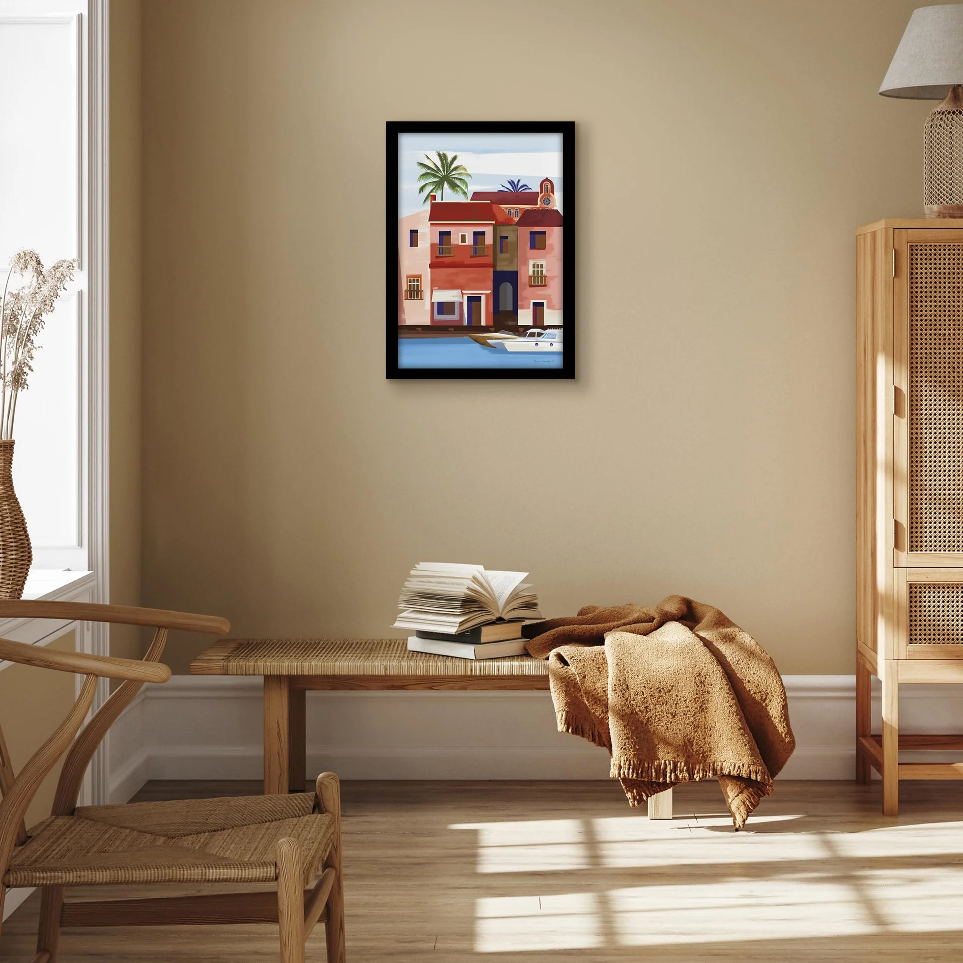 Americanflat Cornice Foto 50x35 cm Legno MDF Pannello Protettivo Plastica Ganci Integrati
