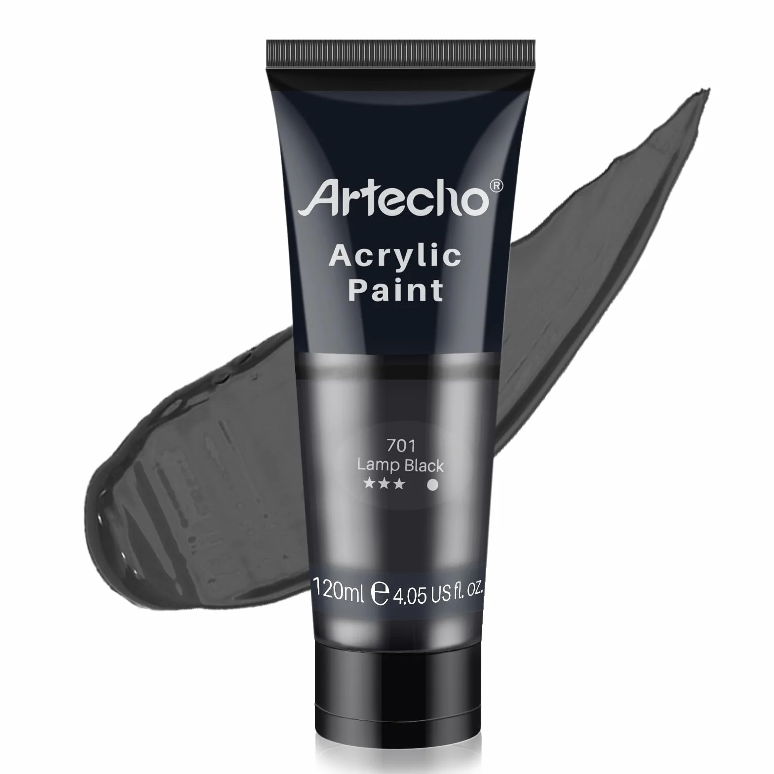 Artecho Vernice Acrilica per Arte, Nero Opaco, 120 ml, per Legno, Tessuto, Artigianato, Tela, Pelle e Pietra, Colori Acrilici per Dipingere Adatto per Principianti e Pittori Professionisti