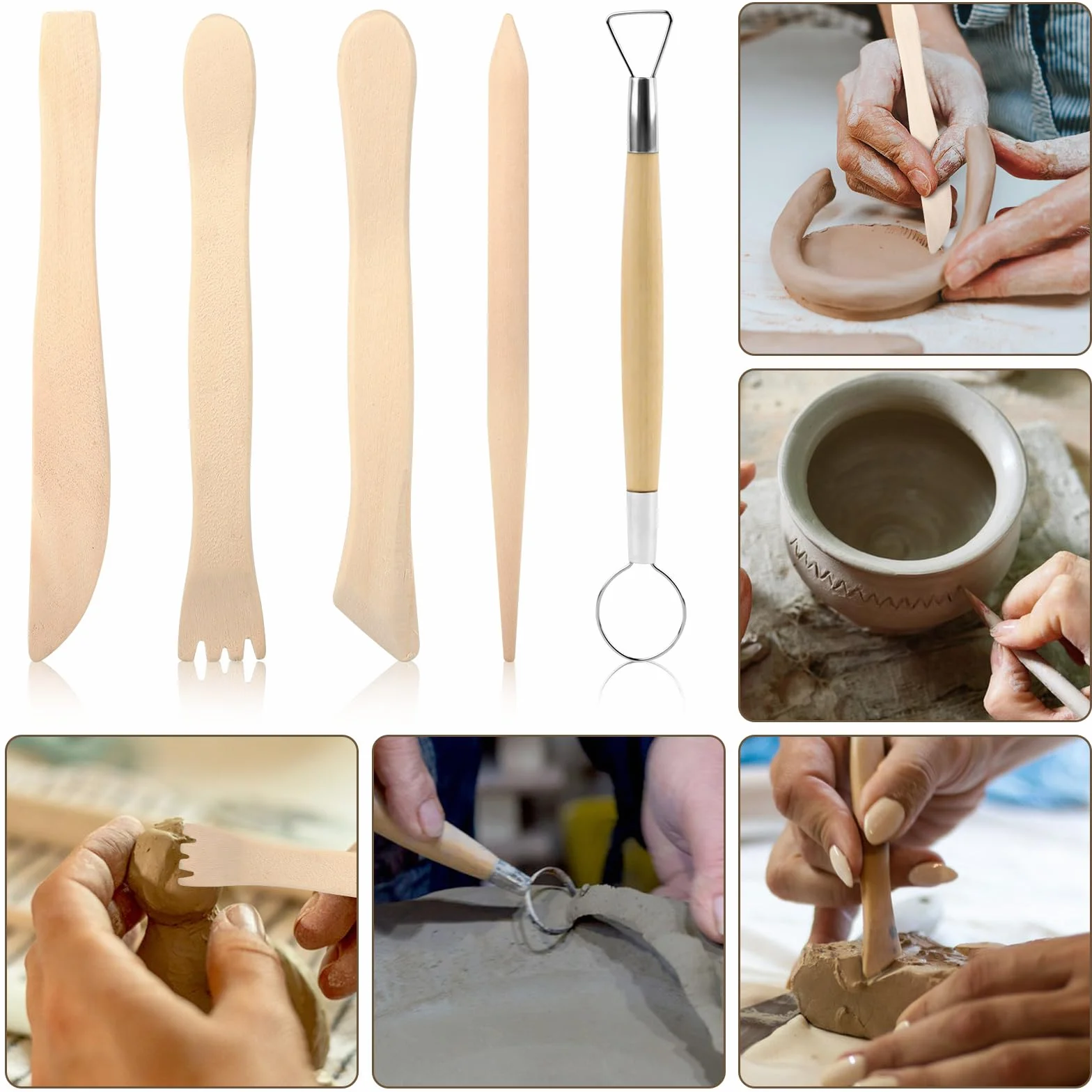 17 Pezzi Kit Ceramica，Strumenti Argilla，Attrezzi Ceramica,42Pezzi Strumenti con Borsa Portatile，Attrezzi Ceramica,Sculpting Tool ，per Scultura in Argilla e Cake Torta Design，Fai da Te Artistico