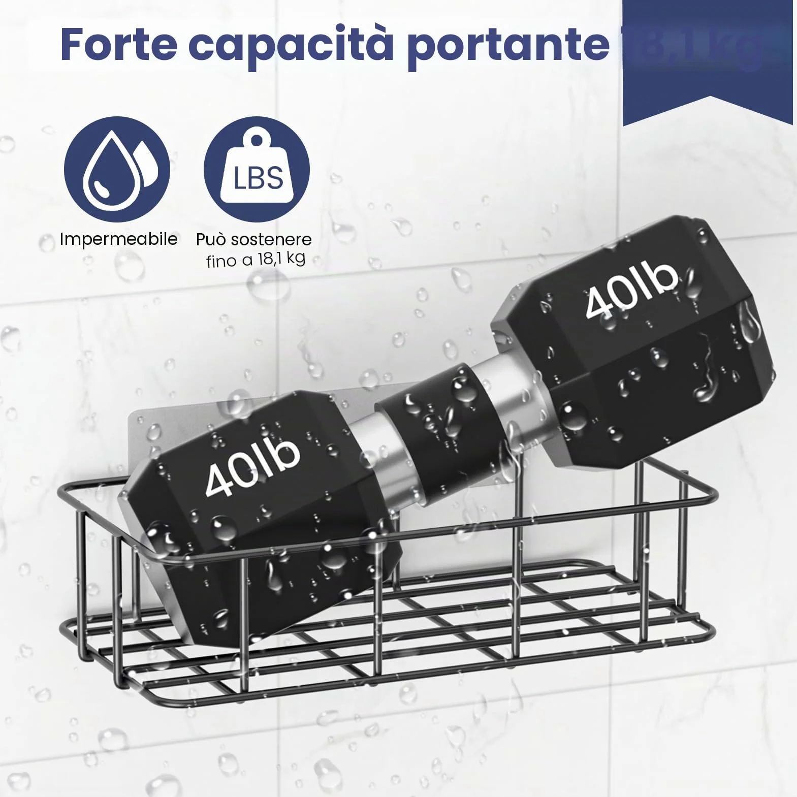 Ganci Adesivi per Mensola da Doccia 5 Pezzi Sostituzione Adesivo Shower Caddy