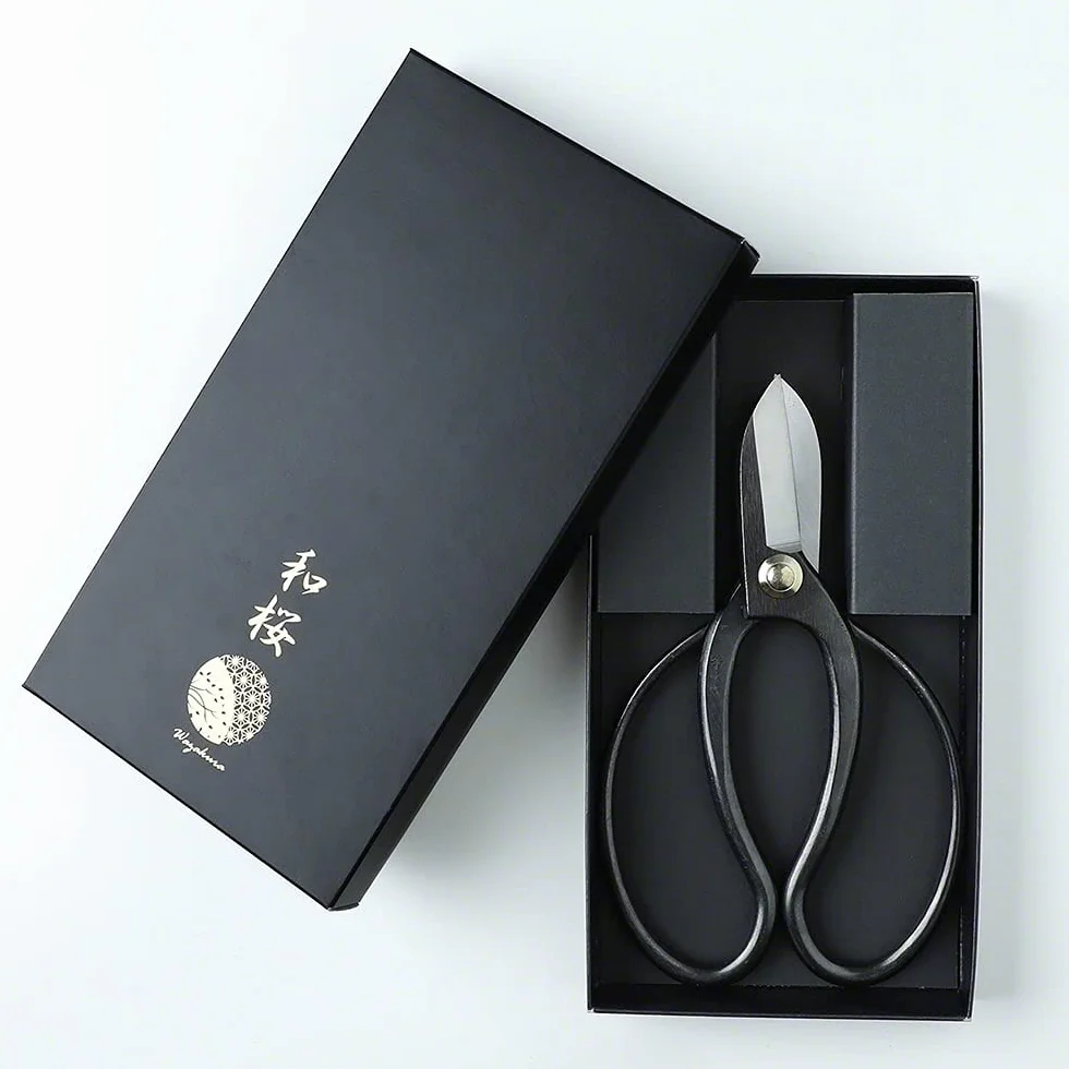 Wazakura Forbici Koryu in Acciaio al Carbonio 170 mm Professionale Ikebana Floral Tool, Kado Hasami Fiore Giapponese Disporre Cesoie Realizzate in Giappone - Koryu Acciaio al Carbonio (nero)