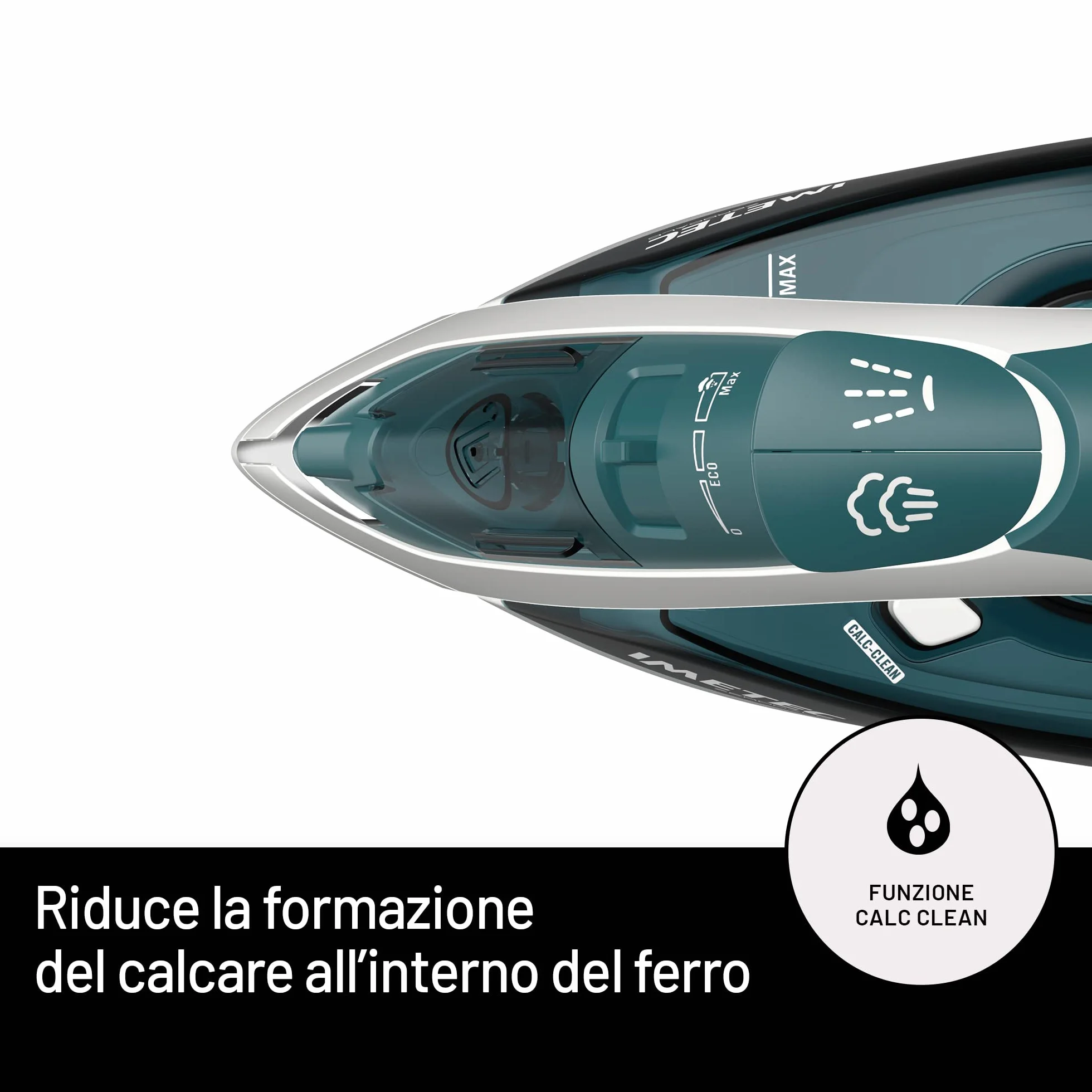 Imetec ZeroCalc Z1 2500 Ferro da Stiro a Vapore 2200 Watt Piastra Acciaio Inox Colpo Vapore 120 g