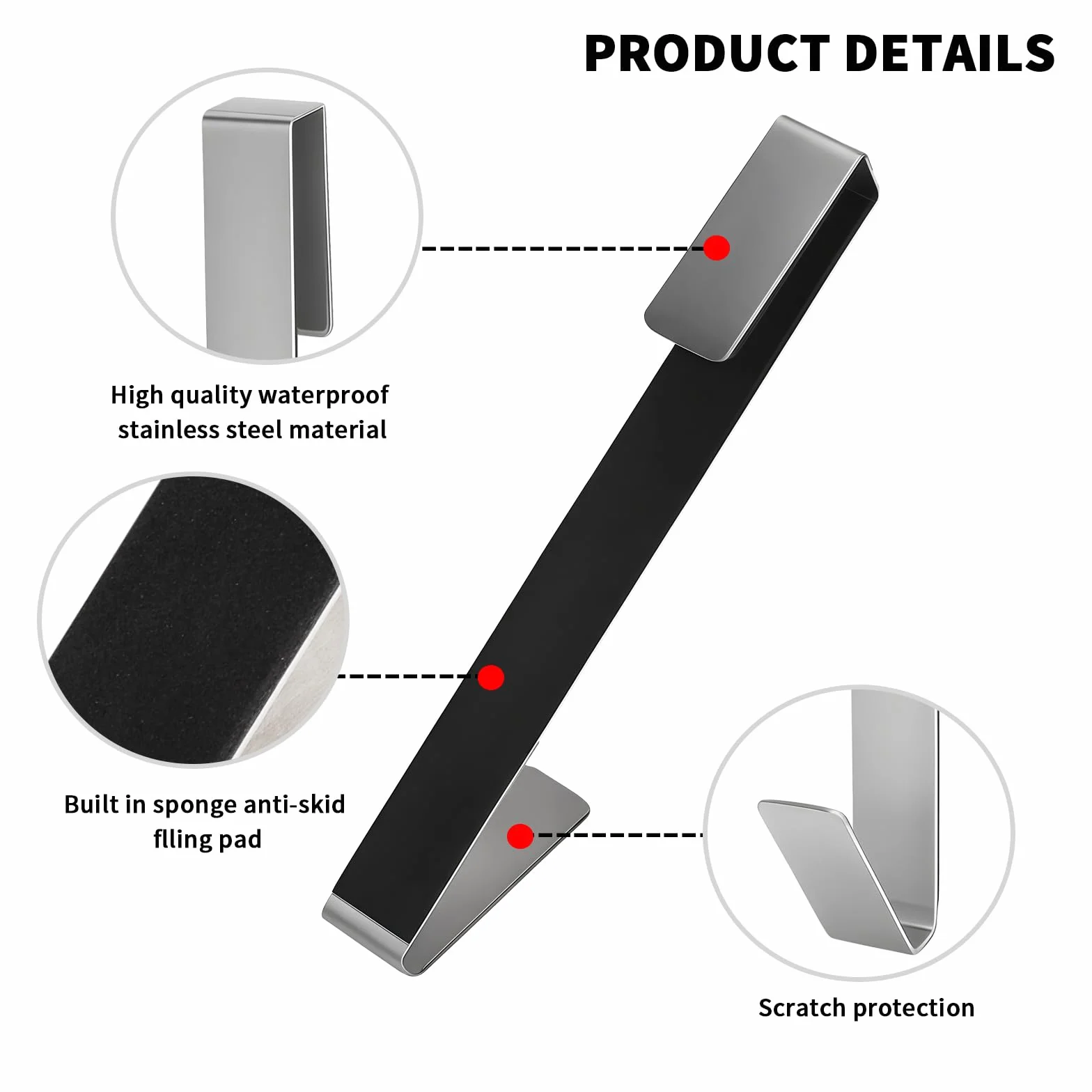 Ganci Doccia 4 Pezzi in Acciaio Inox - Porta Accappatoio per Vetro fino a 13mm, Antiscivolo, Resistente