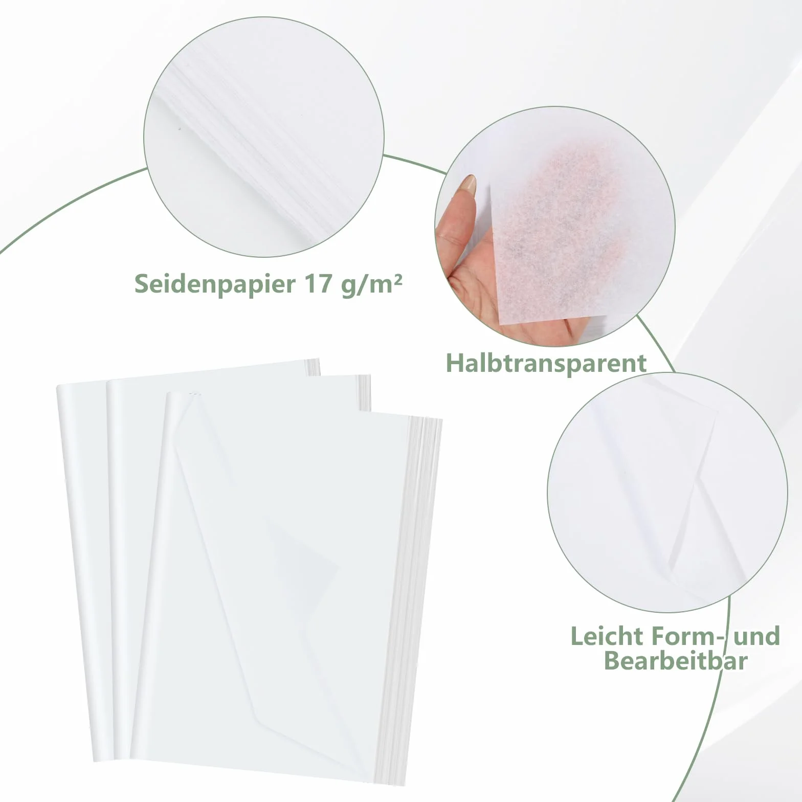 woric Set di 80 Fogli Carta Velina Bianca 50 x 35 cm per Imballaggio e Decorazione