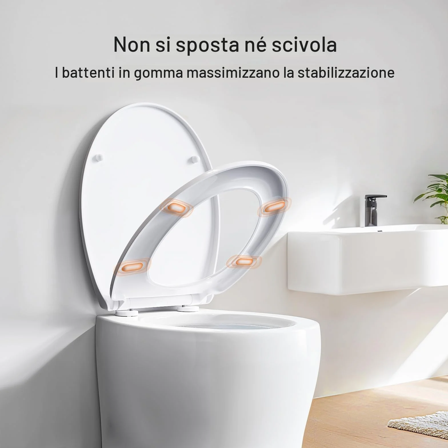 Sedile WC copriwater universal, Urea-Formaldeide Chiusura Ammortizzata tavoletta wc con Sgancio Rapido a un Pulsante