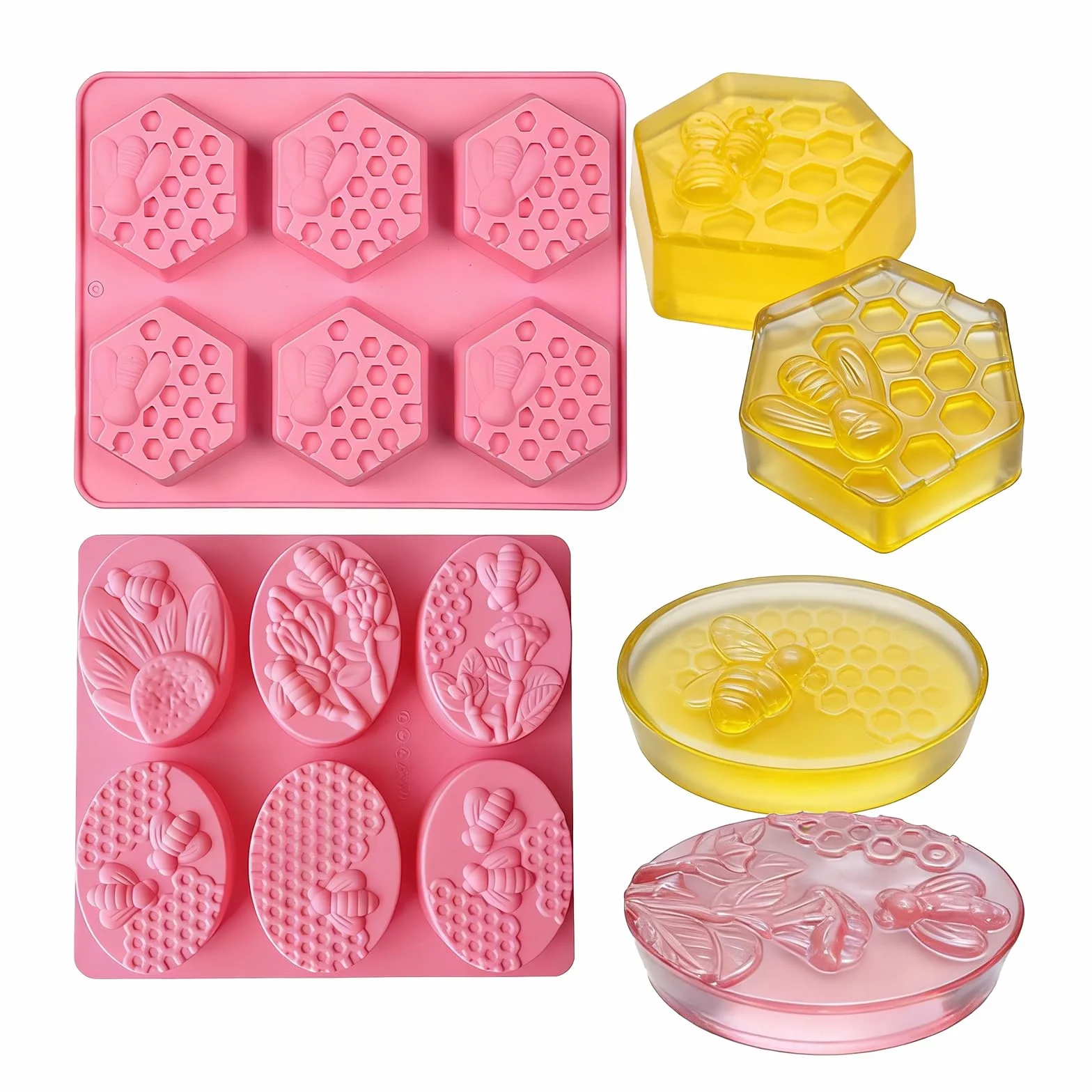 2Pezzi Stampo in silicone per sapone Stampi per sapone a forma di nido d'ape Losanga ovale da 6 pezzi