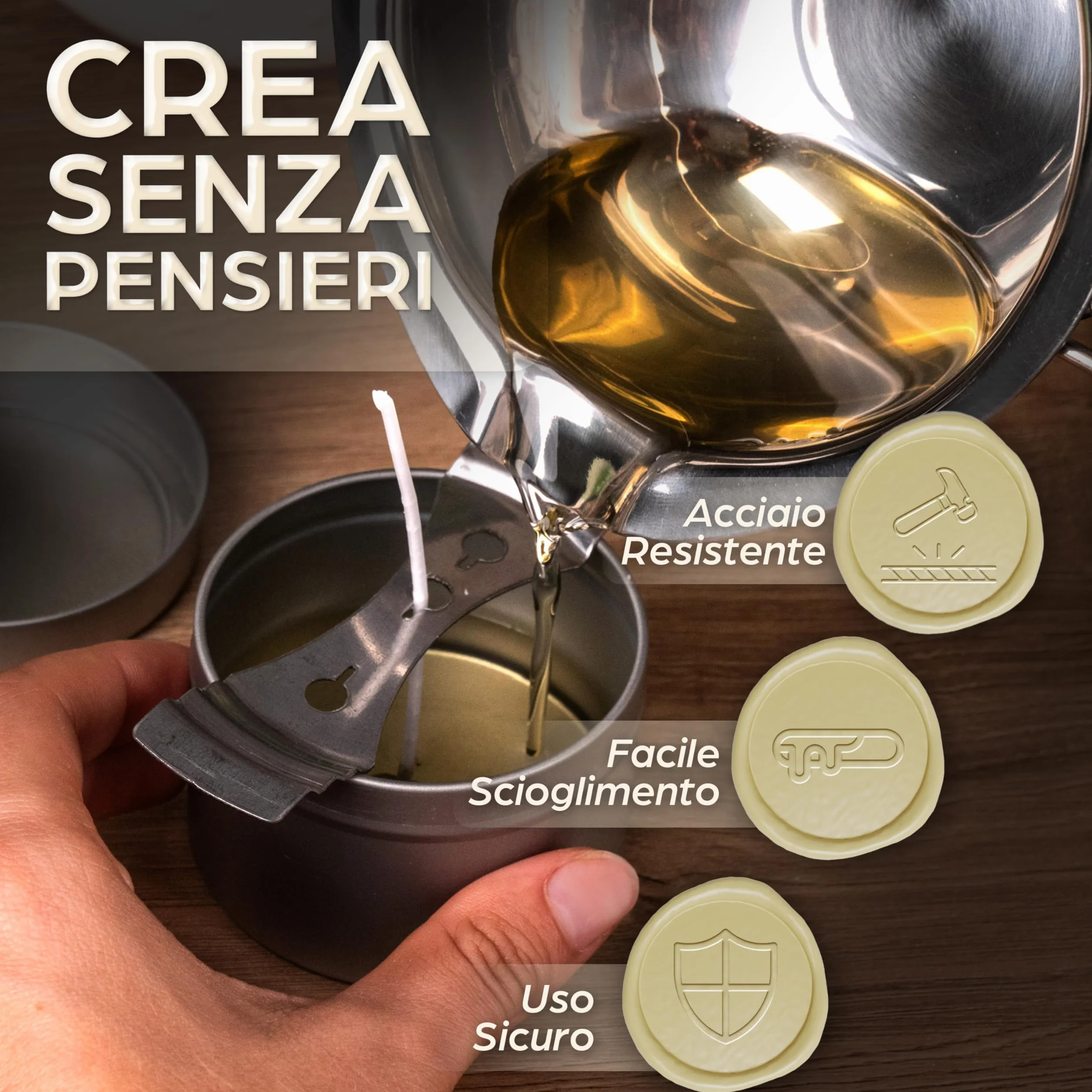 Generico Kit Candele Fai da Te Completo – Set per Creare Candele Artigianali con Cera, Contenitore in Metallo, Stoppini, Pentolino in Acciaio e Accessori – Ideale per Principianti