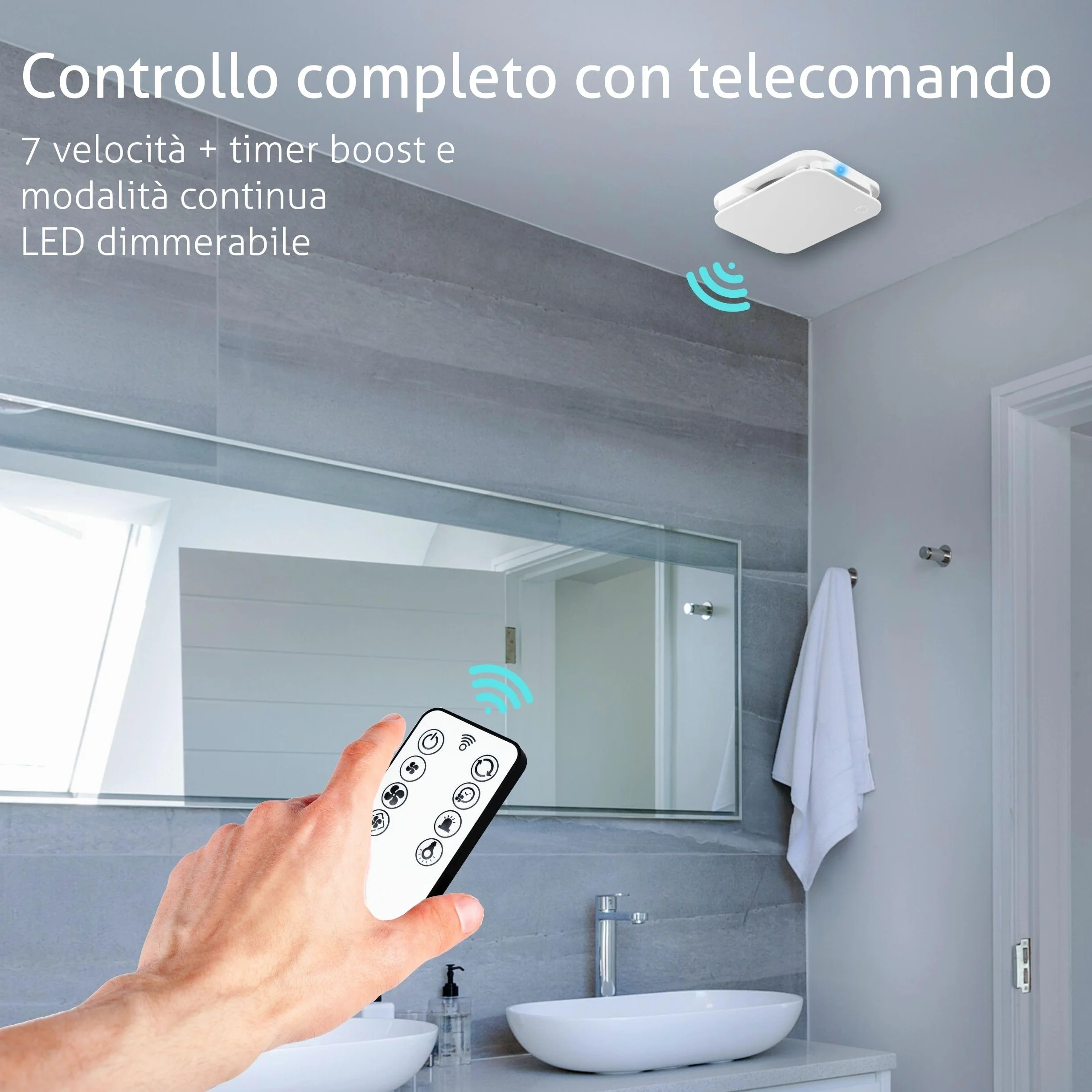 Turbionaire Trend Plus 100 WM Aspiratore per Bagno 100mm 22dB 5.7W Telecomando Valvola di Non Ritorno Timer