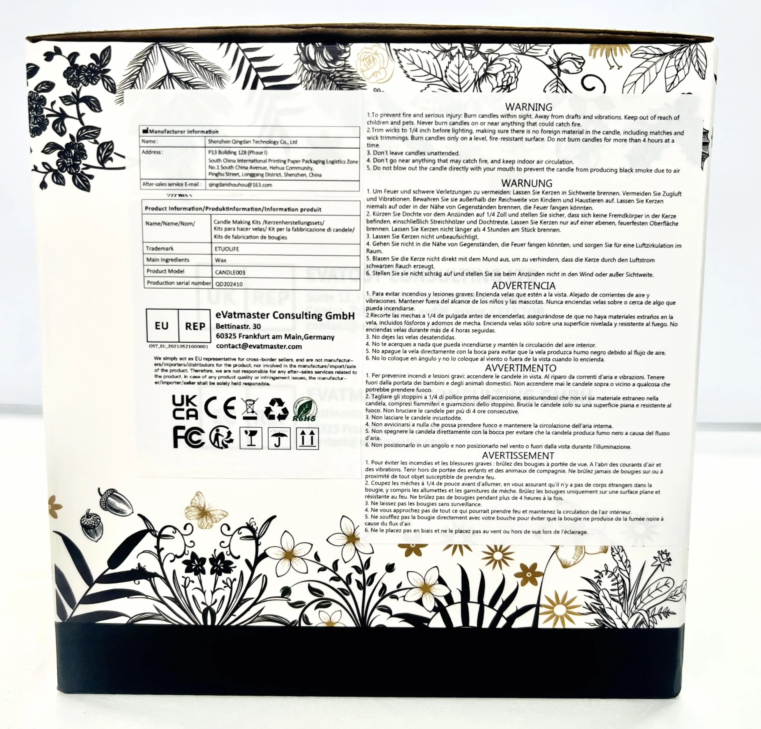 ETUOLIFE Kit per Candele Fai-da-Te Adatto per Principianti Adesivi in Lattine di Cera di Soia Naturale Avanzata con Wick Dye