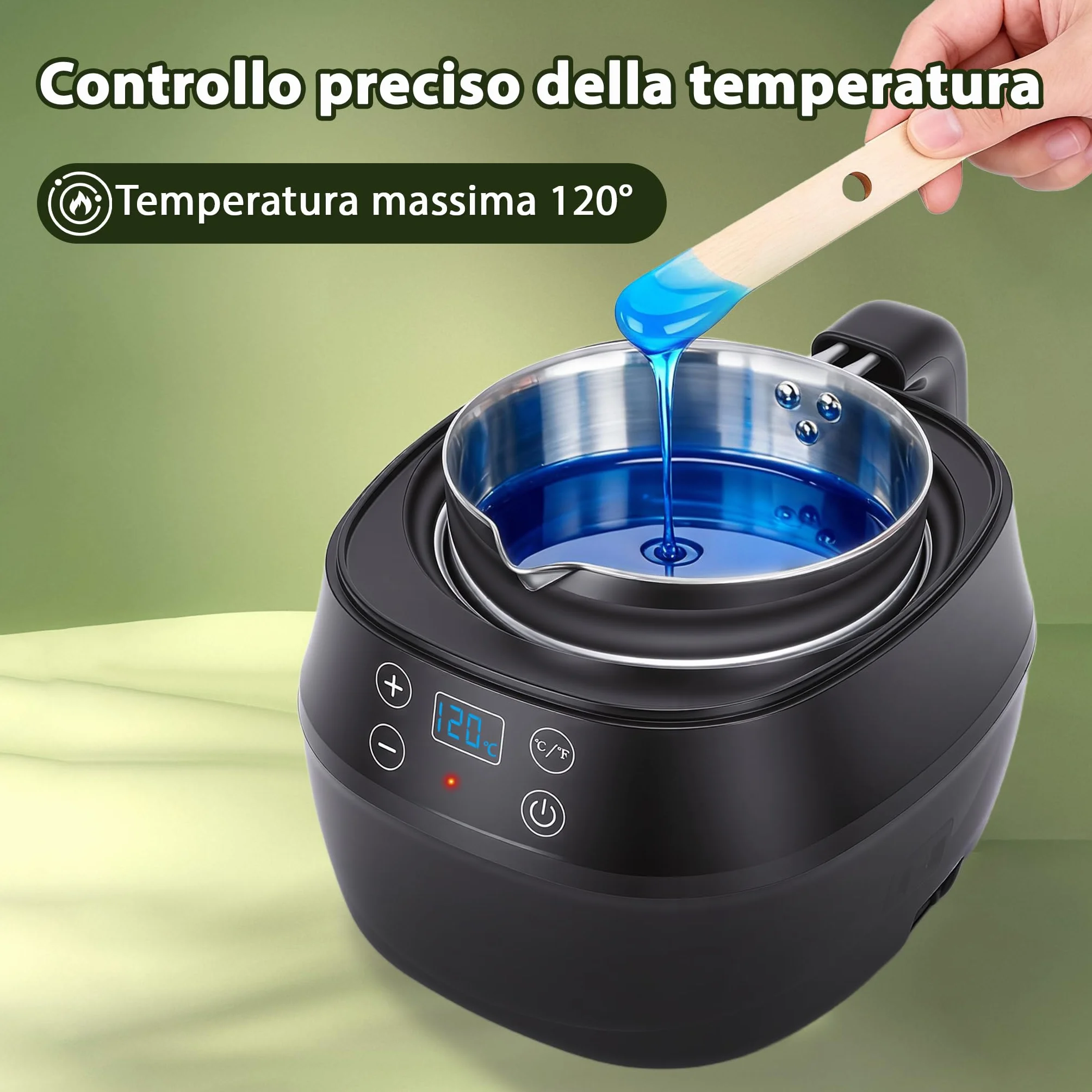 HISUEKIG 1L Sciogli Cera per Candele Elettrico, 150W Pentola per Fusione di Cera con LED Digitale Display, indicatore di temperatura, stoppini, centraggio e cucchiaio per produzione di candele