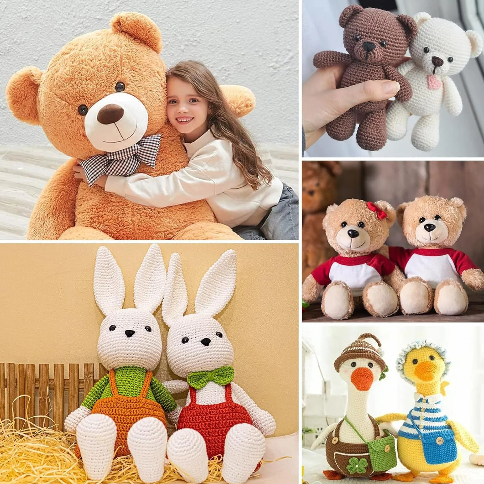 Foonary 1002 occhi a bottone in plastica, 6 – 14 mm, occhielli di sicurezza per animali all'uncinetto, 9 – 12 mm, per animali di peluche, occhi delle bambole con rondelle, accessori per giocattoli fai
