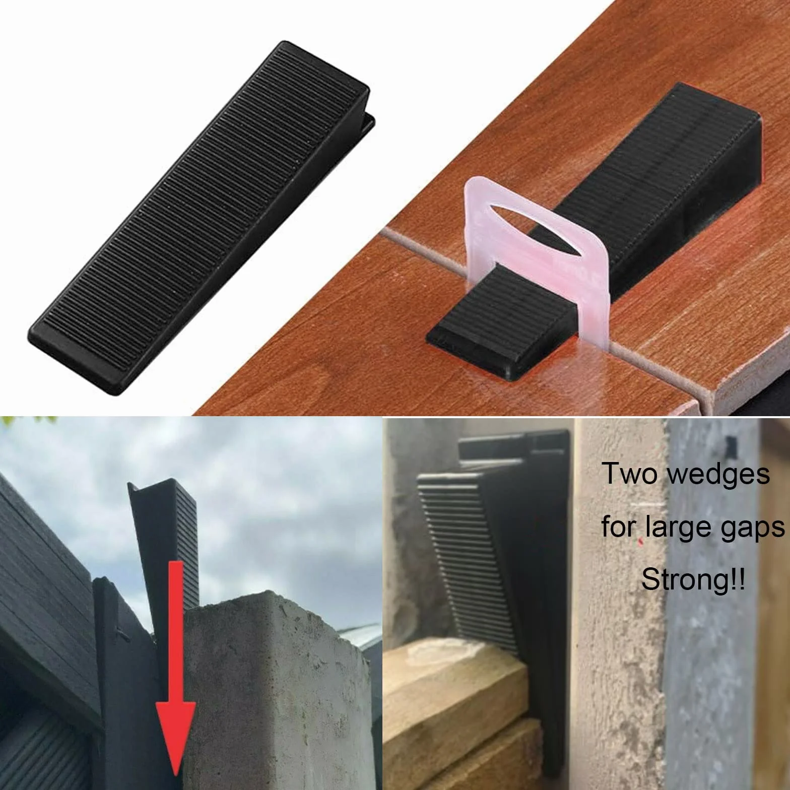 20Pcs Cunei Plastica Nero Cunei per Pavimenti Cunei Spianimetrici Cunei Livellanti Resuable Cunei per Piastrelle Riutilizzabili per Pavimenti,Pareti,Edifici,8.7*2.1*1.5cm