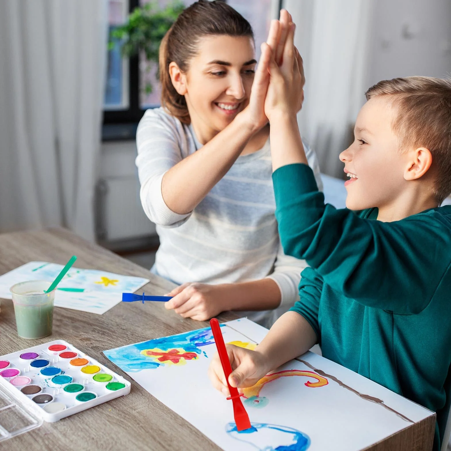 Set di 20 Applicatori Colla, 5 Pennelli e Spatole per Colla in Plastica Colorati per Progetti Fai Da Te di Carta Legno e Lavorazione del Legno