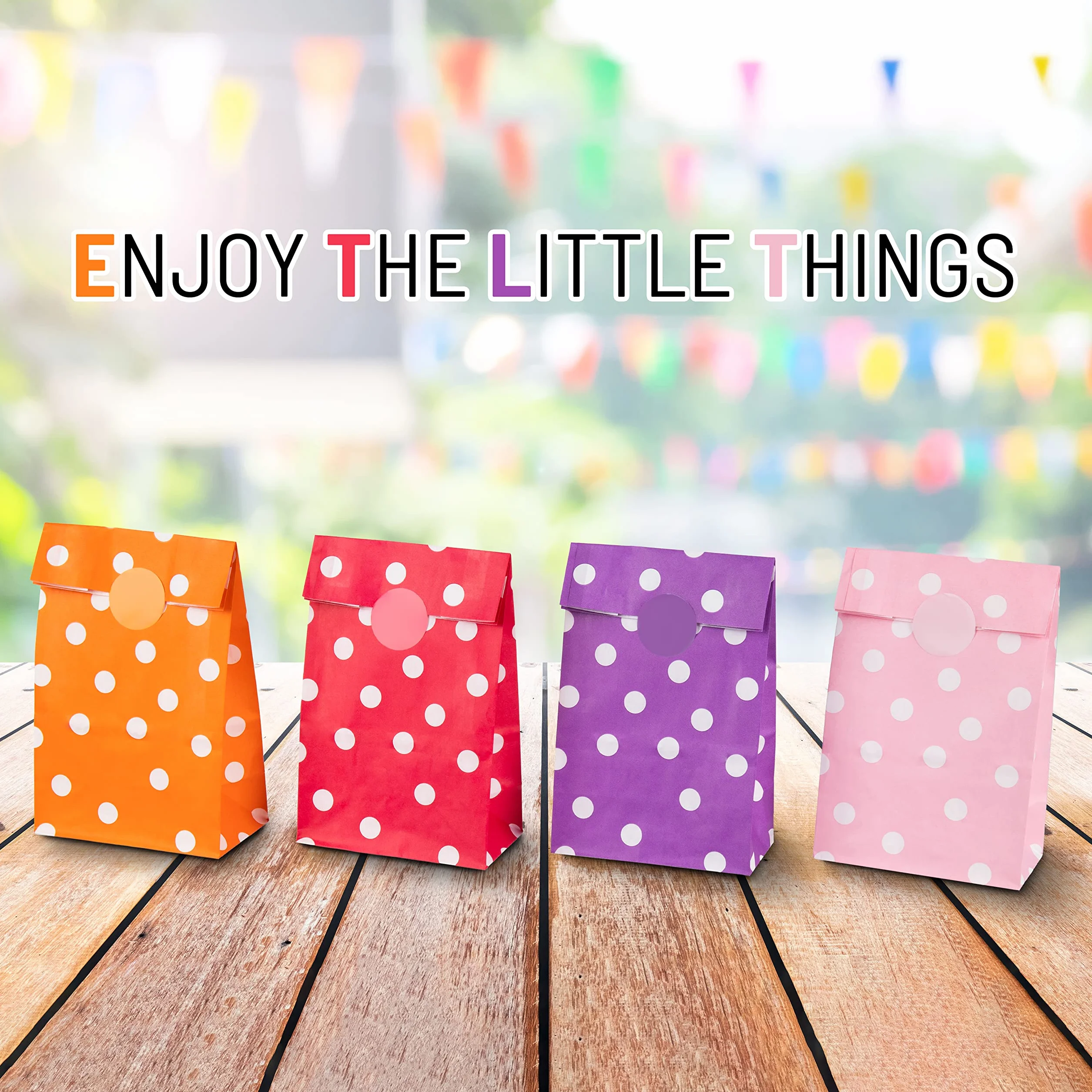 PAKNOR® Sacchetti di carta, 40 sacchetti regalo colorati con 96 adesivi, sacchetti di caramelle per confezionare regali, regali di compleanno per bambini, matrimoni, feste, ecc
