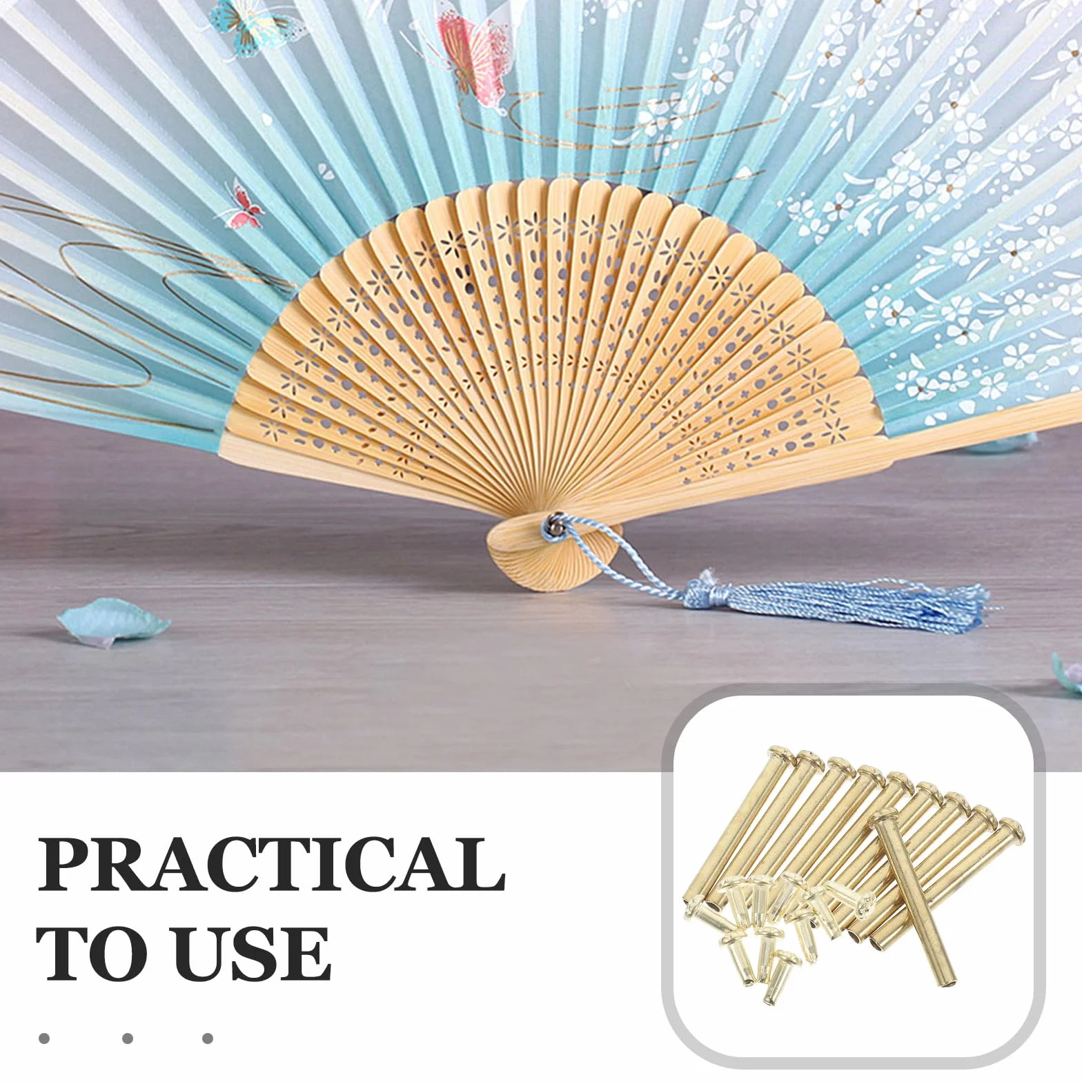 Amosfun Set 10 Rivetti per Albero Ventola Pieghevole 1.06 Pollici Accessori per Riparazione Ventagli Manuali in Metallo Portatile per Fai da Te