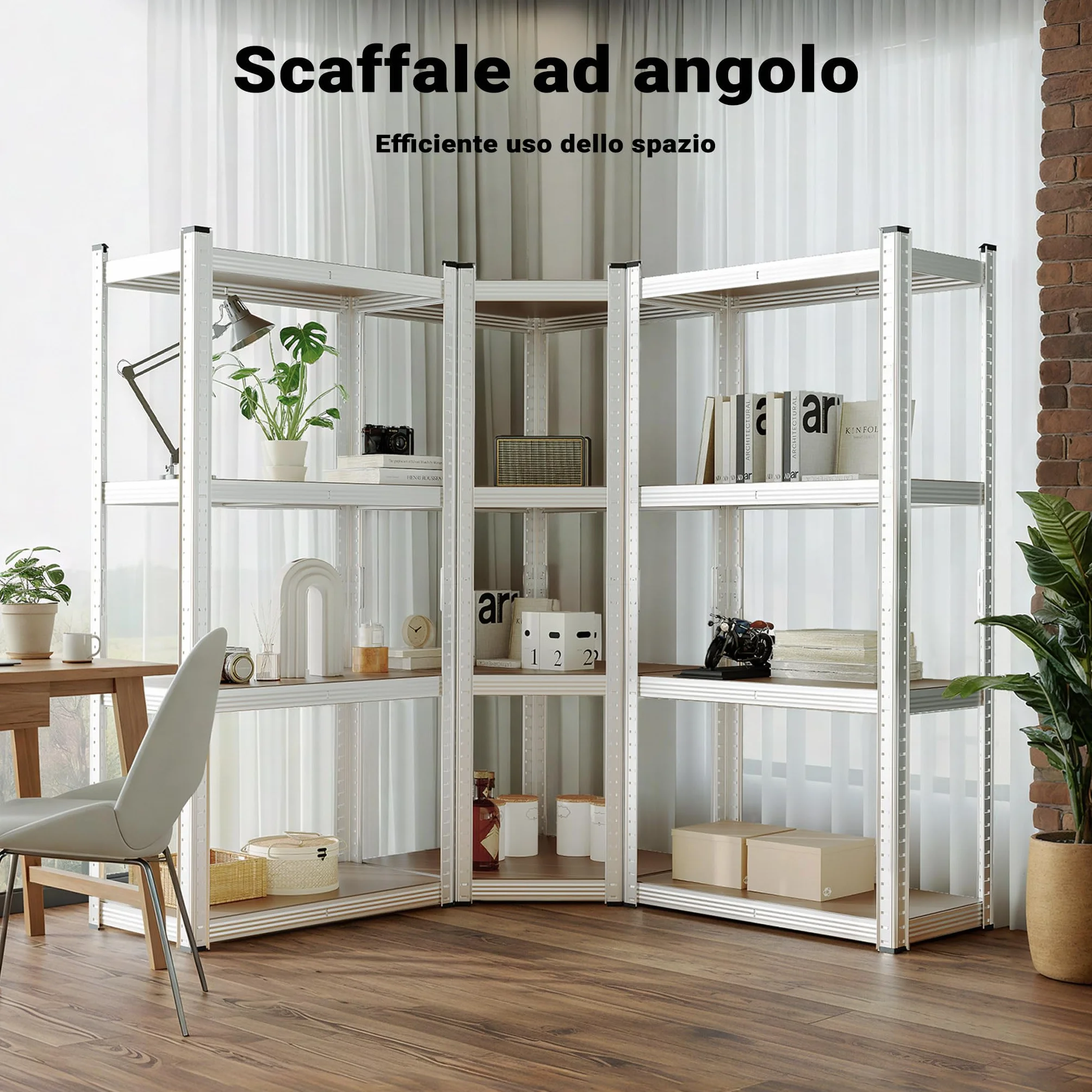Wiltec Scaffale ad angolo per carichi pesanti Scaffalatura a incastro per cantina officina
