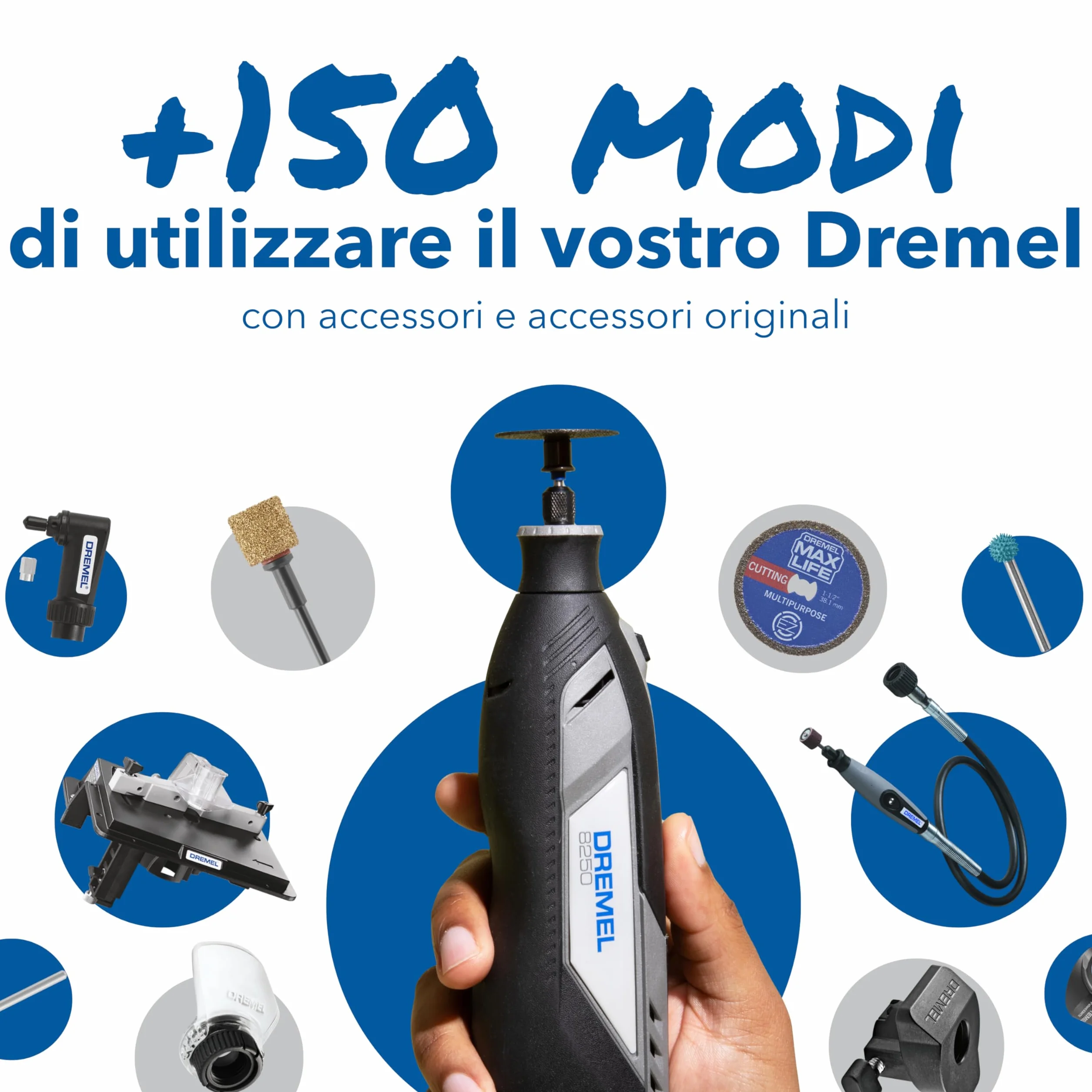 Dremel 8250 Multifunzione Rotativo Senza Fili 12V Brushless 5.000-30.000 giri/min con 65 Accessori e 2 Batterie