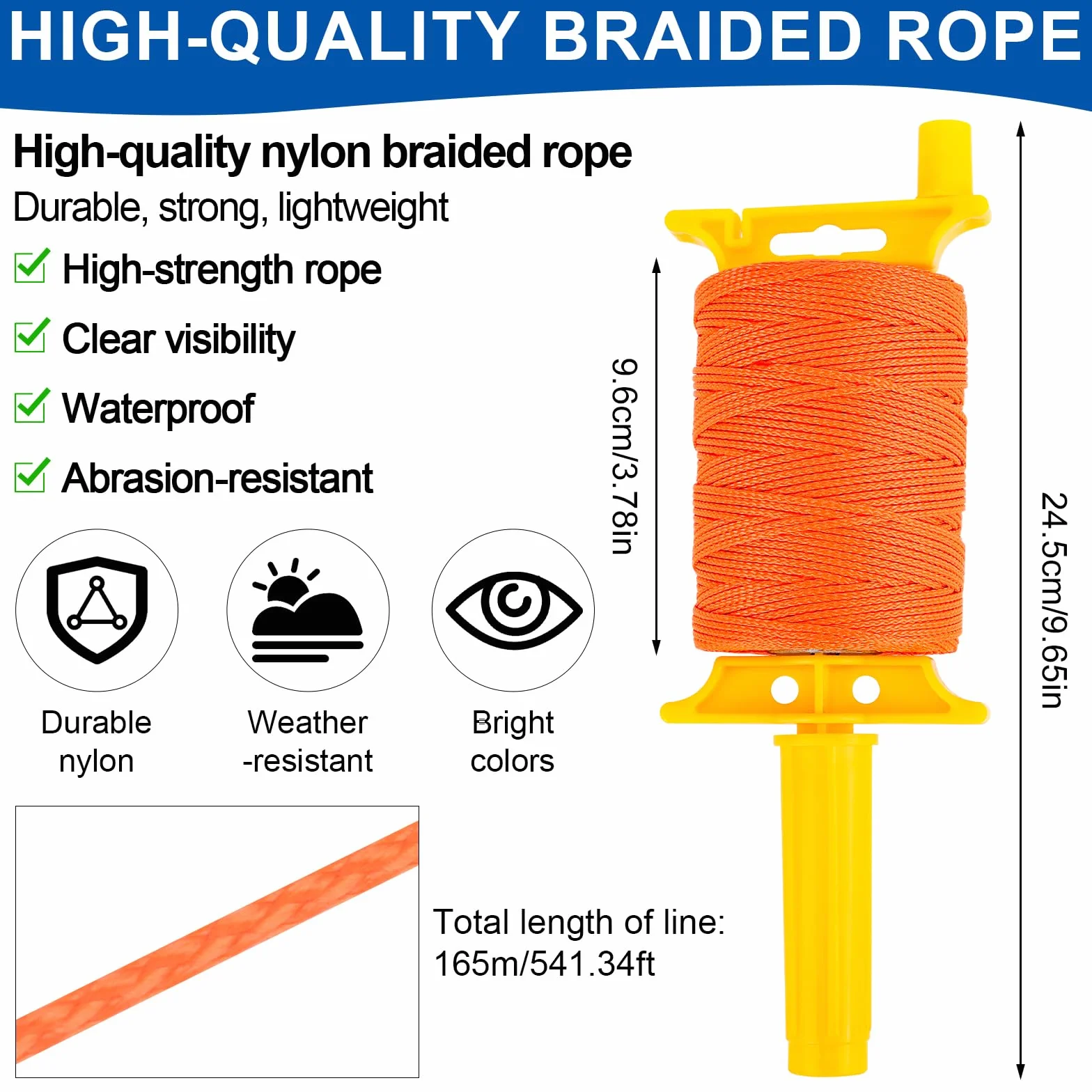 BOXOB Spago Muratura, 165m #18 in Nylon Intrecciato con Manico Spago Edilizia per Giardinaggio Attrezzi da Muratura Corda per Aquiloni