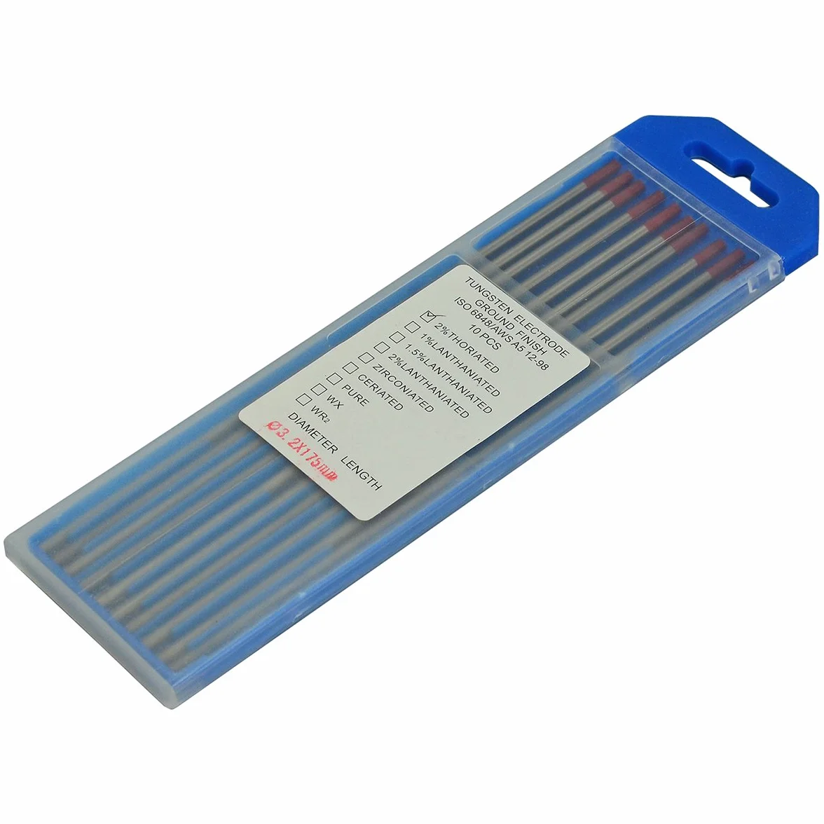 RIVERWELD 2% thoriated WT20 rosso saldatura TIG elettrodi tungsteno 3,2mm x 175mm 10pk