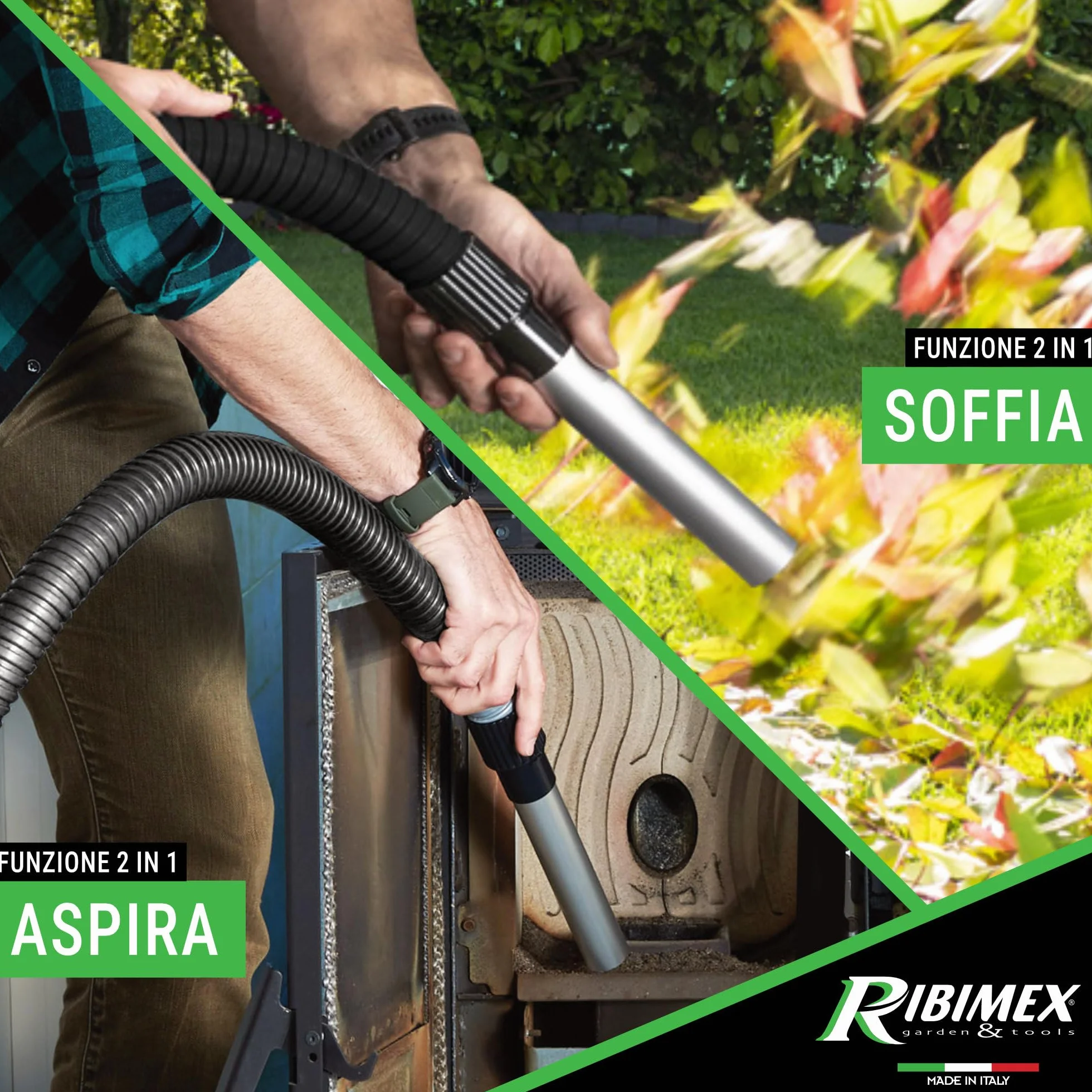 Ribimex Aspiracenere Elettrico Cenerix, con Funzione Soffiante e Filtro HEPA Lavabile, Bidone da 18 L, Potenza 1200 W, Ideale per Aspirare Ceneri Fredde da Stufe, Caminetti e Barbecue - PRCEN003/1200