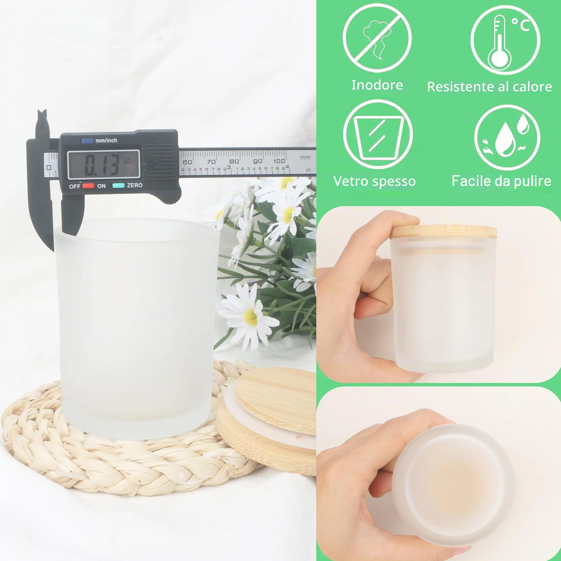 MILIVIXAY Confezione da 20 barattoli per candele in vetro spesso smerigliato da 200 ml, con coperchio, per realizzare candele, contenitori per spezie e polvere.
