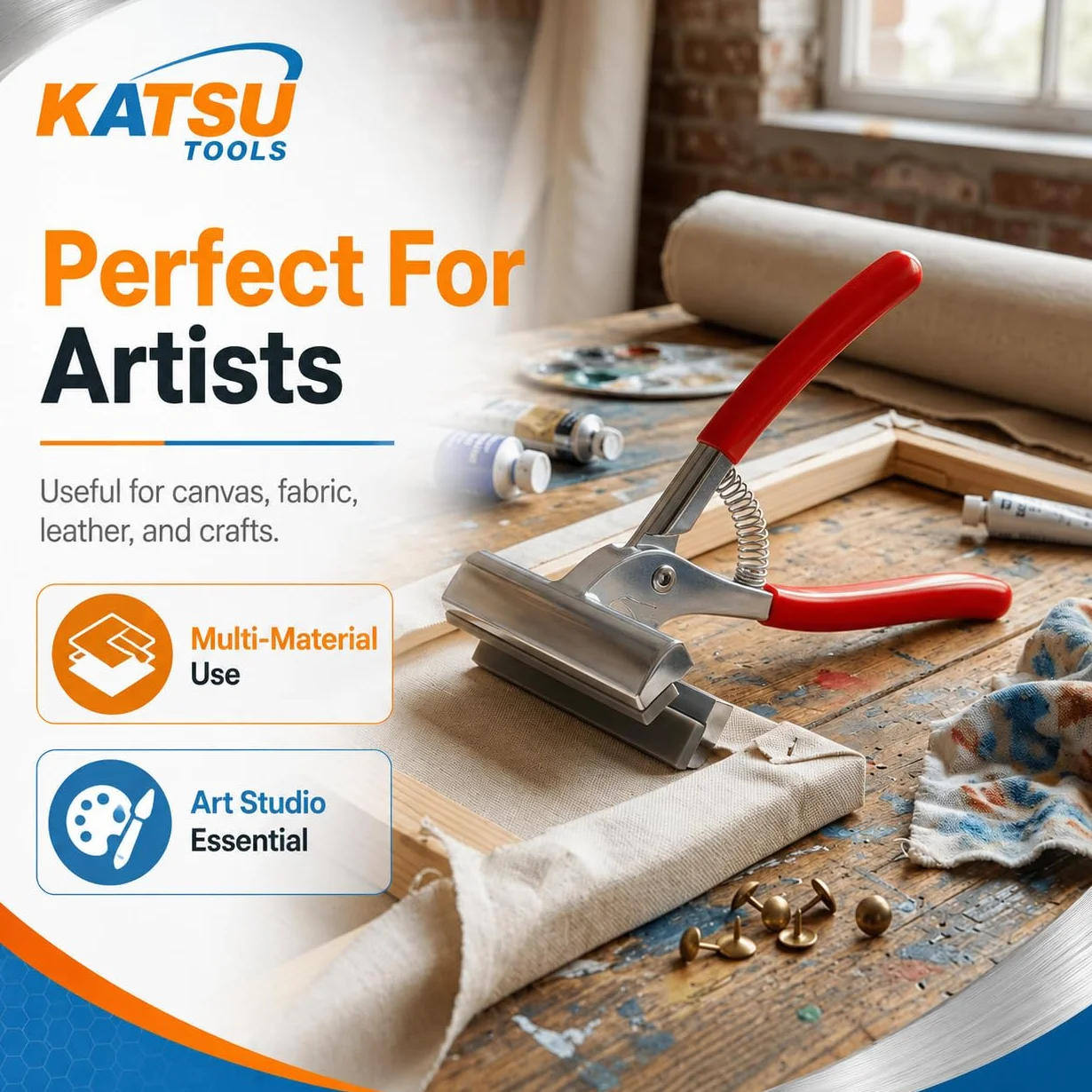 KATSU Pinza Tenditela 12cm Extra Larga in Metallo per Telaio, Cornici e Pittura a Olio Artistiche - Strumento 406180