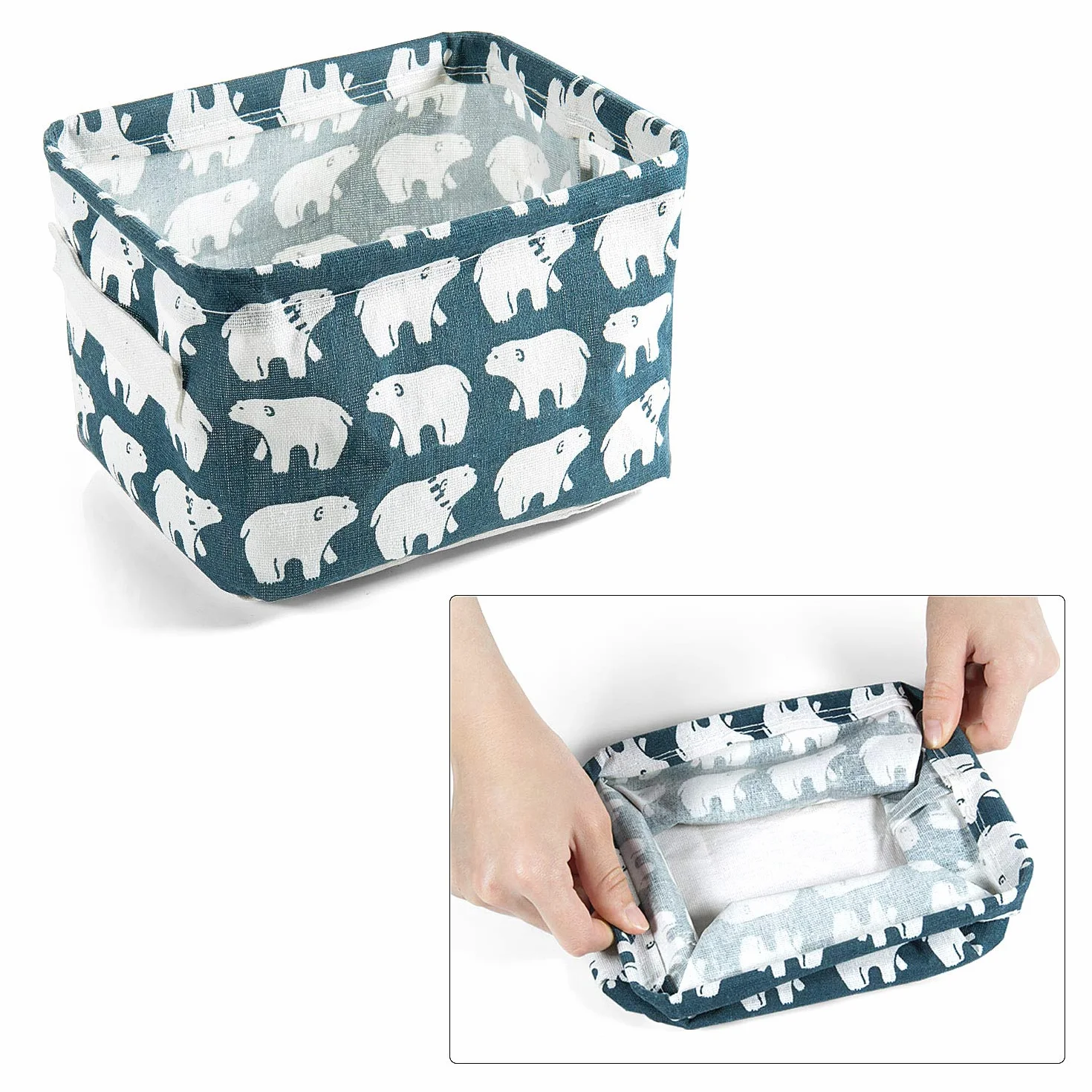 Czemo Set di 4 Cestini Portaoggetti in Tessuto Cestino Pieghevole Organizzatore Secchio per Scaffali e Scrivanie, Contenitori per Armadio, 20.5x17x15cm