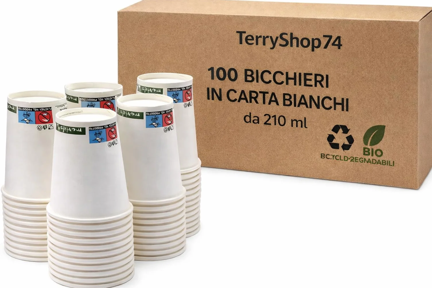 Bicchieri cocktail 210 ml eco friendly usa e getta bio compostabili biodegradabili bianco 100 pezzi
