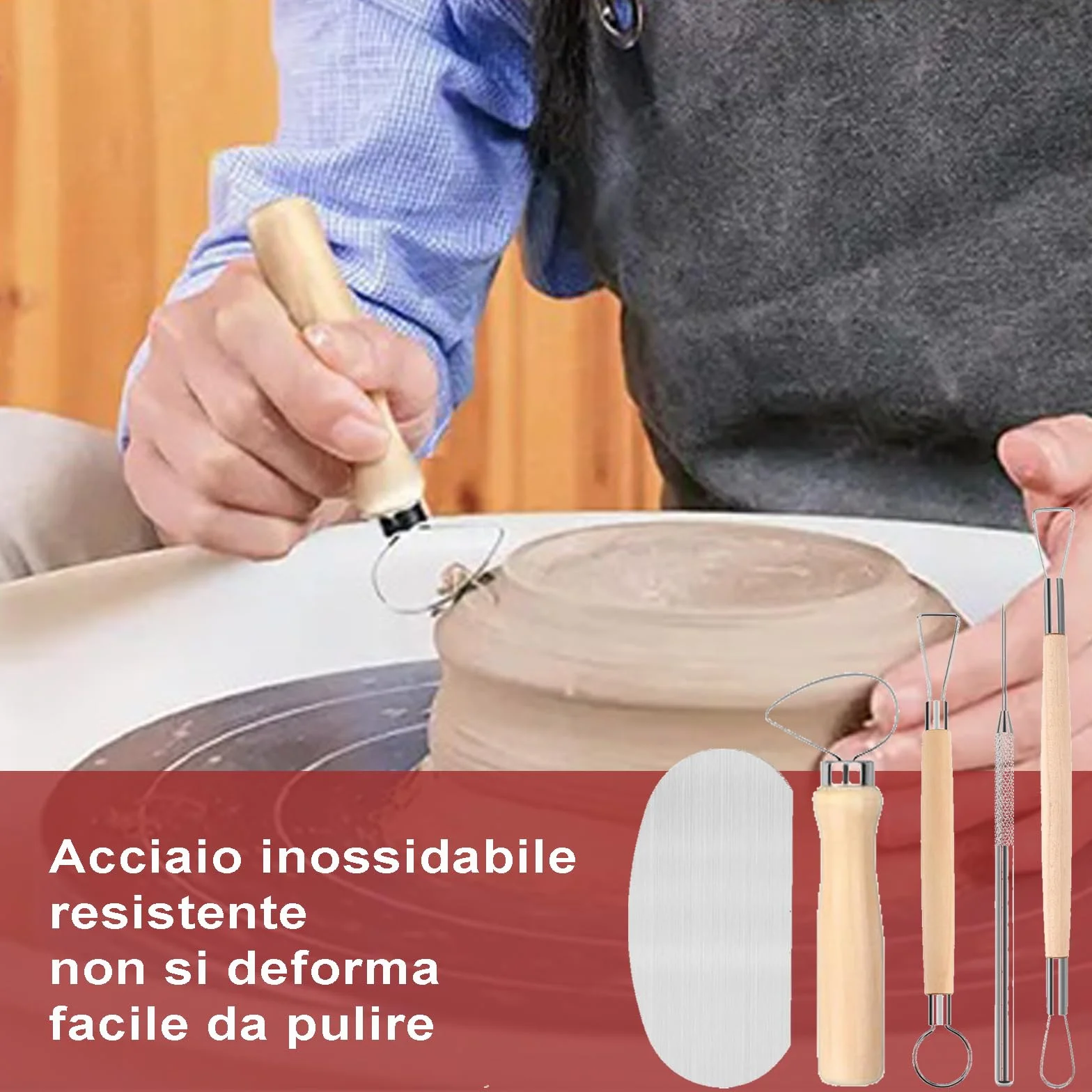 13 Strumenti per Modellare Argilla Professionali in Legno di Faggio, Sculpture Tools Set, Attrezzi per Modellazione di Das e Ceramica, Stecche di Legno e Mirette per Argilla – Kit Utensili