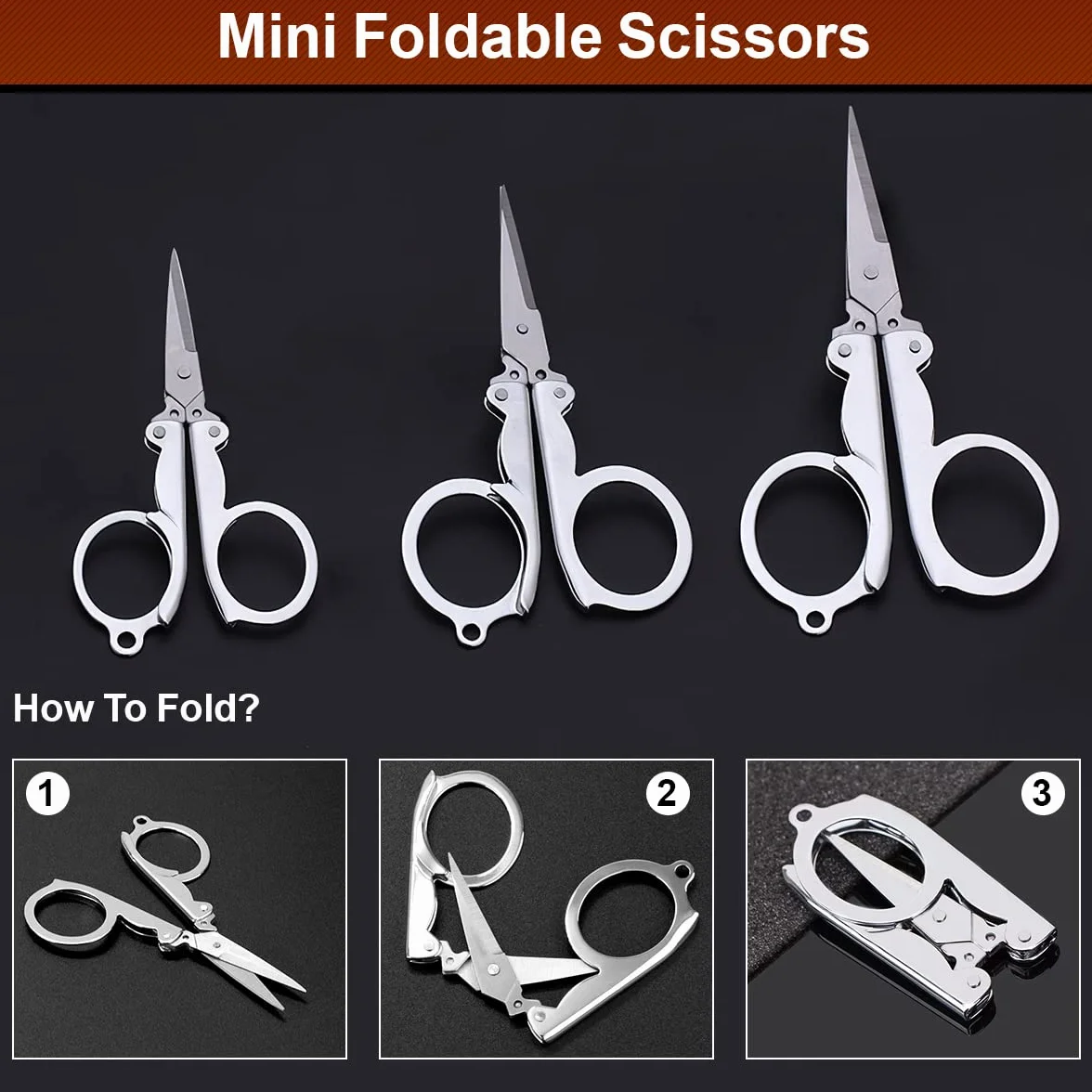 3 Pezzi Mini Forbici Pieghevoli, Forbici da Viaggio Forbice in Metallo Folding Scissors, Forbici Portatili Forbici Pieghevoli in Acciaio Inox Forbici Artigianali per Carta/Campeggio/Pesca/Ufficio