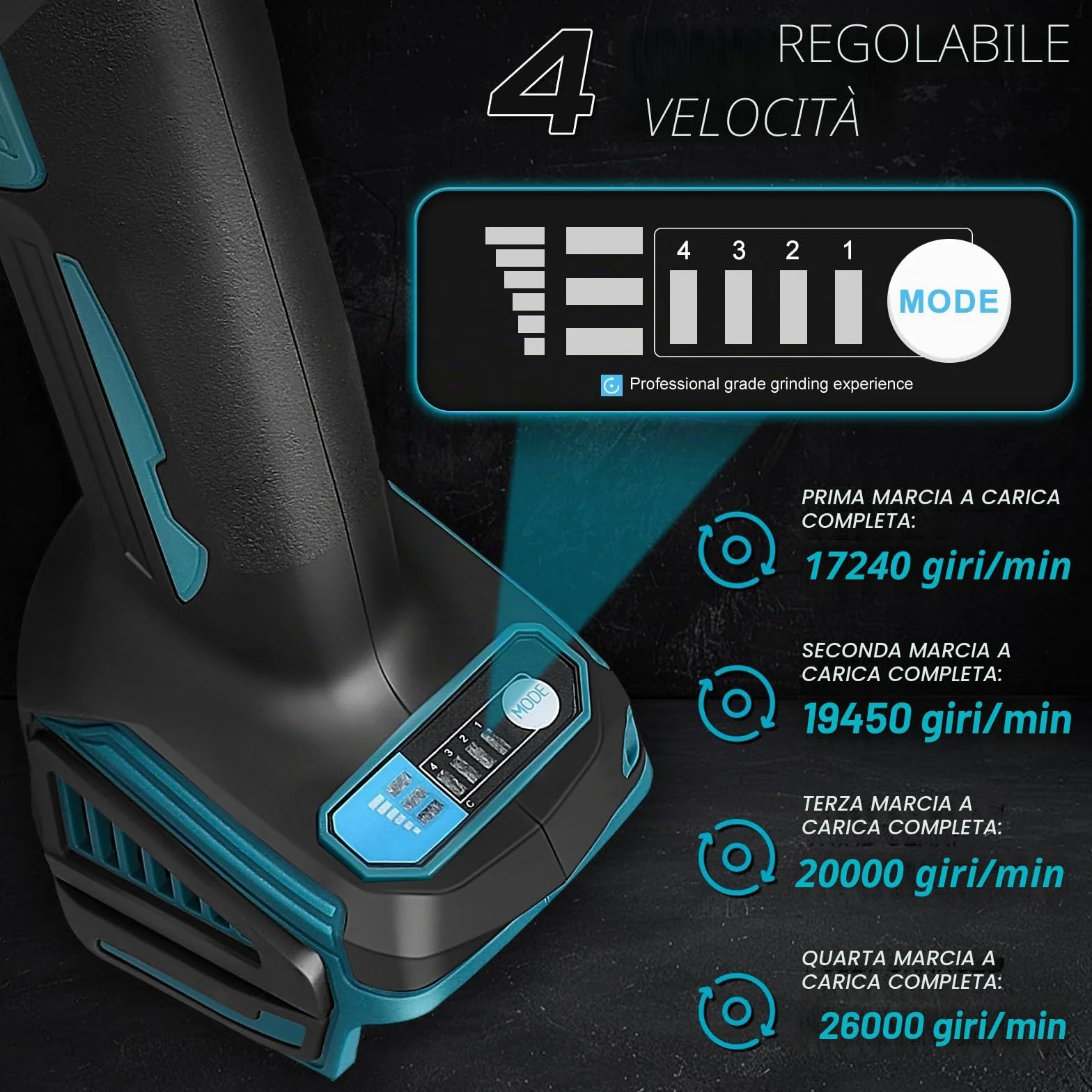 Smerigliatrice Dritta a Batteria Makita 18V, Senza Spazzole, Mandrino da 6 mm e 4 Velocità Variabili (Senza Batteria)