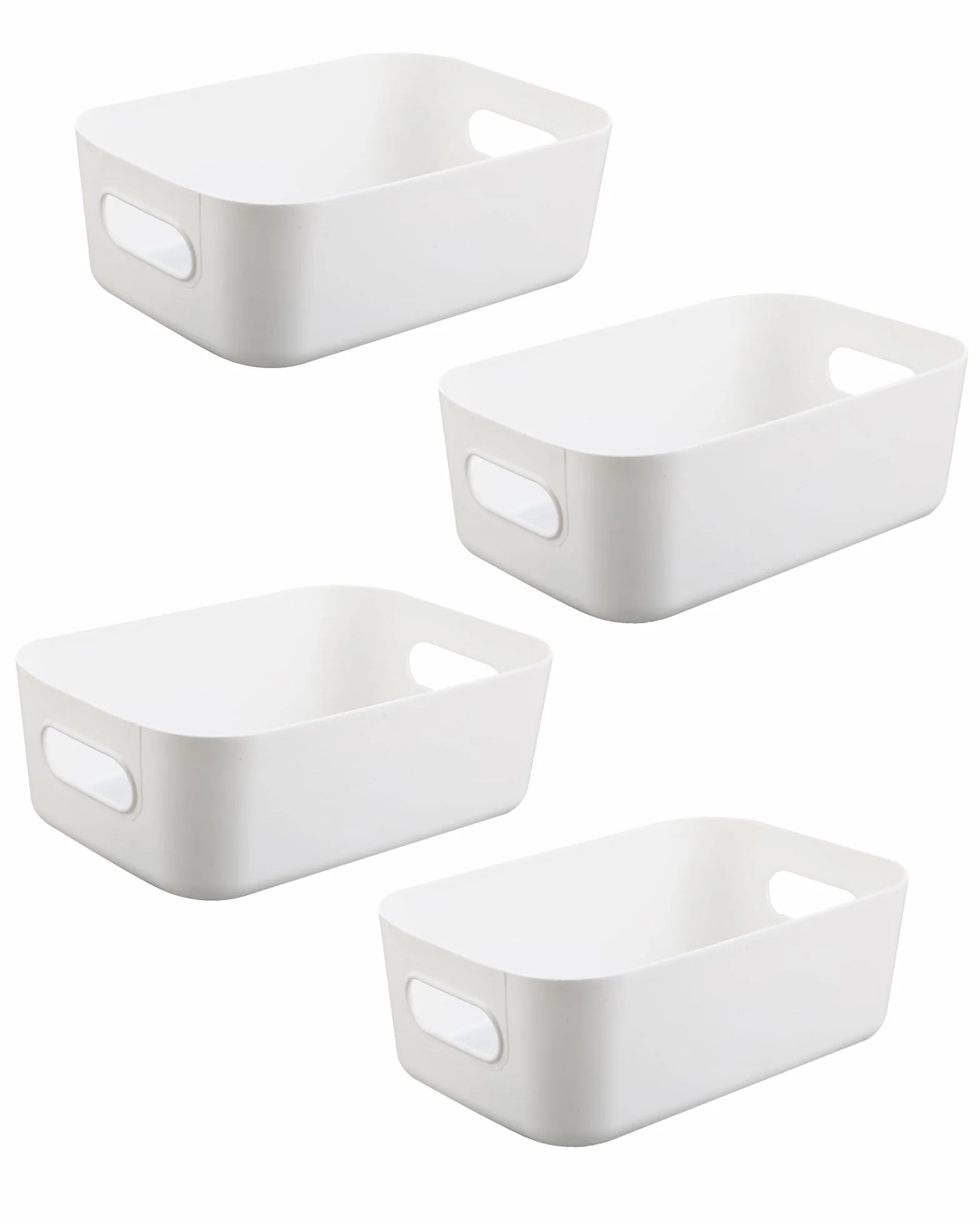 Scatole portaoggetti bianche 4 pezzi – Contenitori plastica impilabili 20x14x7 cm per cucina armadio bagno