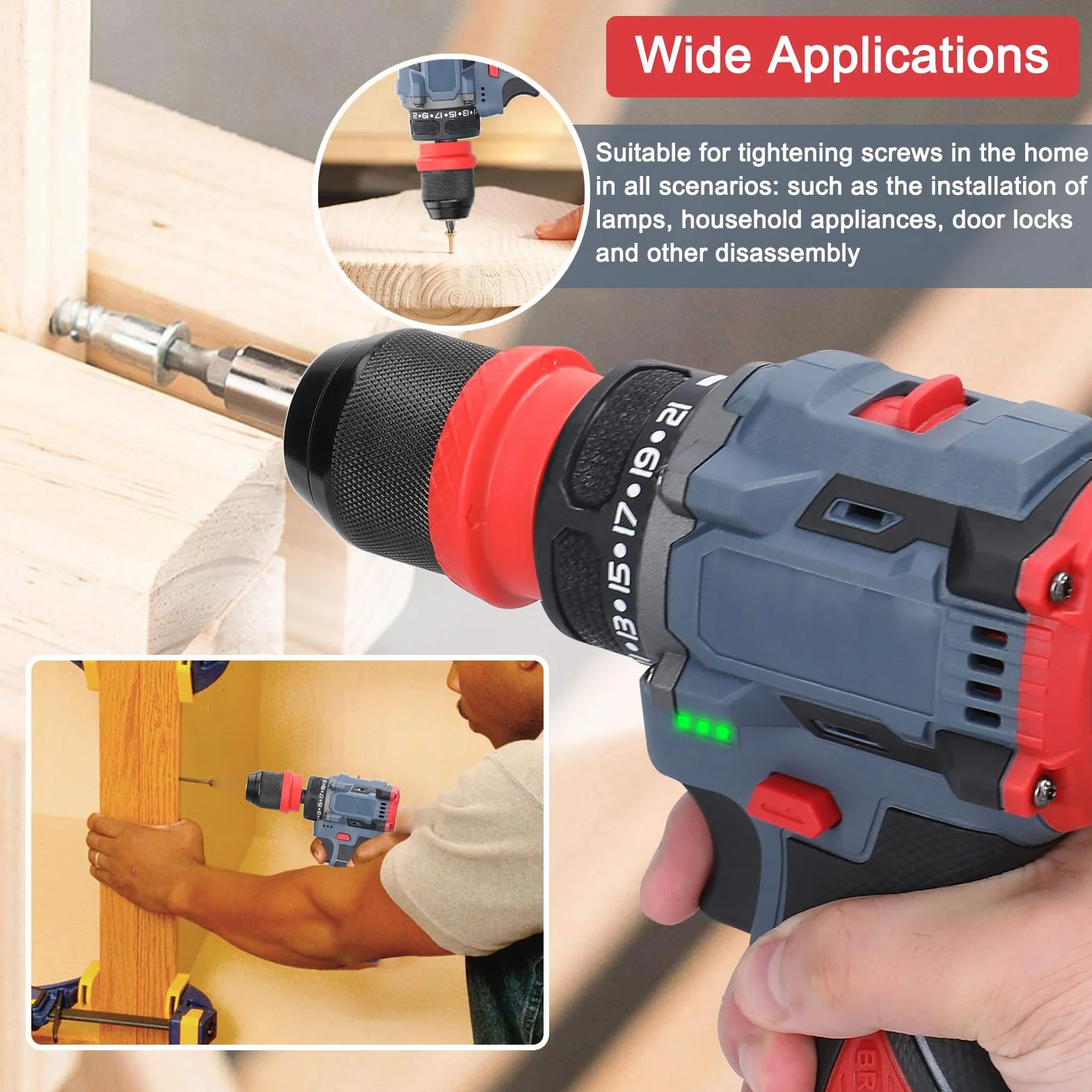 Trapano Avvitatore Batteria 21V, Weytoll 2 in 1Trapano avvitatore elettrico a batteria Motore brushless con coppia di 55 Nm