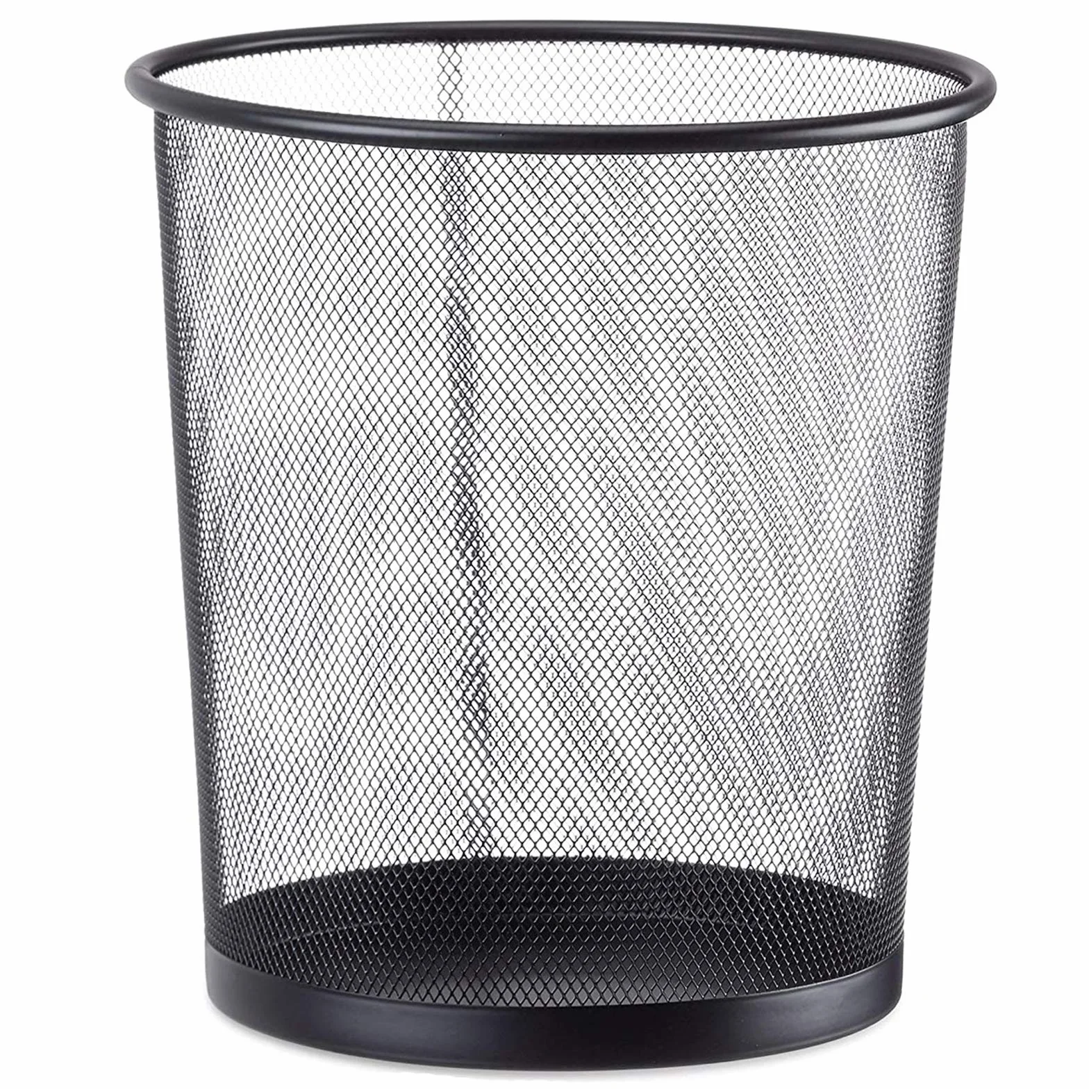Cestino Gettacarte in Metallo Traforato da Ufficio Pattumiera a Rete Porta-rifiuti Ø 30 cm Alto 35 cm Nero casa, cameretta, scrivania, Studio 20 Litri