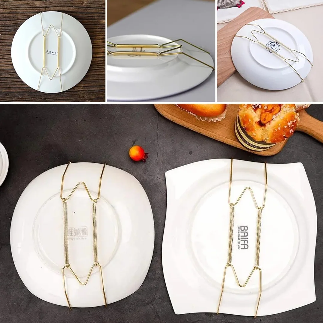 Ganci multifunzione Gancio per piatti da 4 pezzi, chiodo anti-residuo da 4 pezzi,con 16 protezioni trasparenti.piatti e decorazioni,Portapiatti da parete per Art Déco(20, 25 cm).