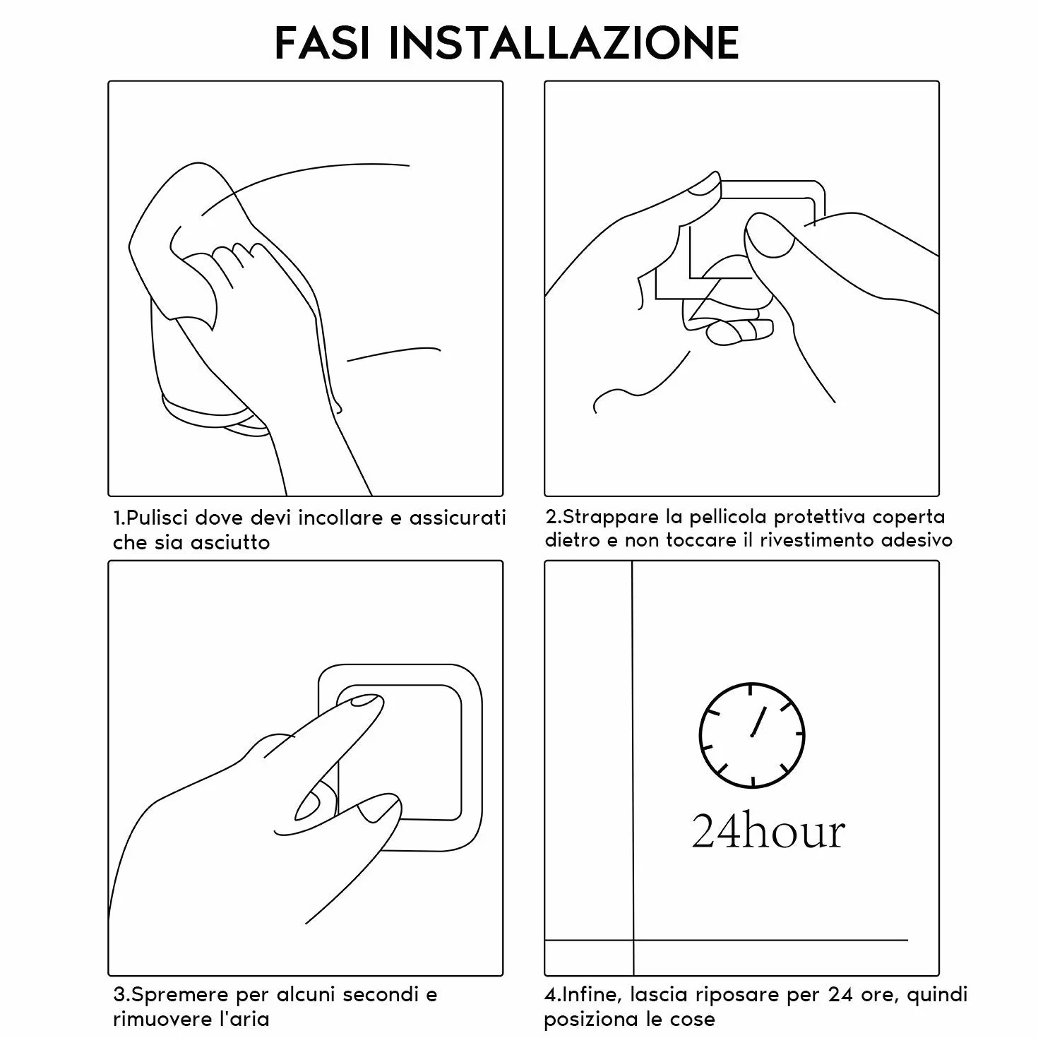 Ganci Adesivi Portasciugamani Senza Foratura Acciaio Inox per Cucina Bagno, 4 Pezzi, Nero
