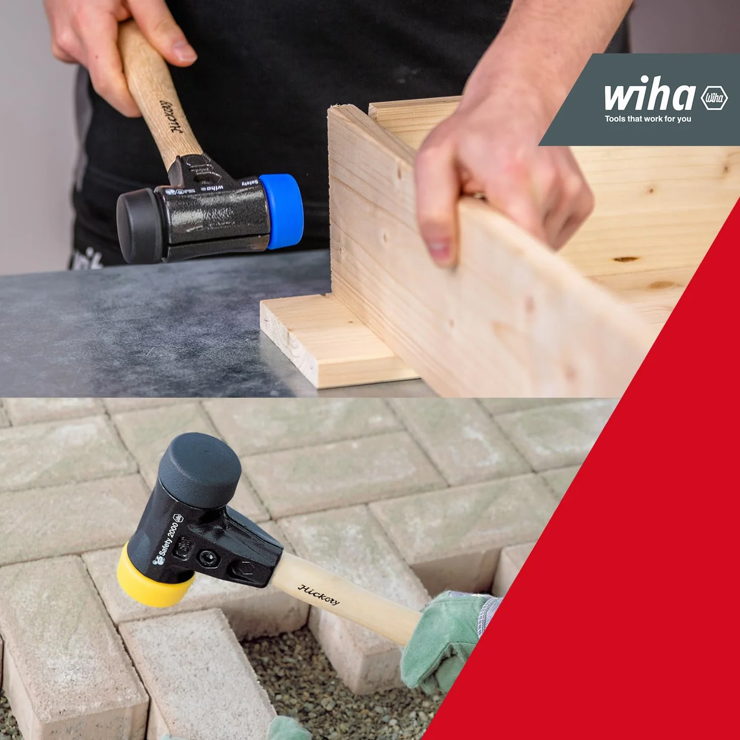 Wiha Juego de martillos de cara blanda Safety con surtido de cabezales, de 9 unid., incl. caja (44008)