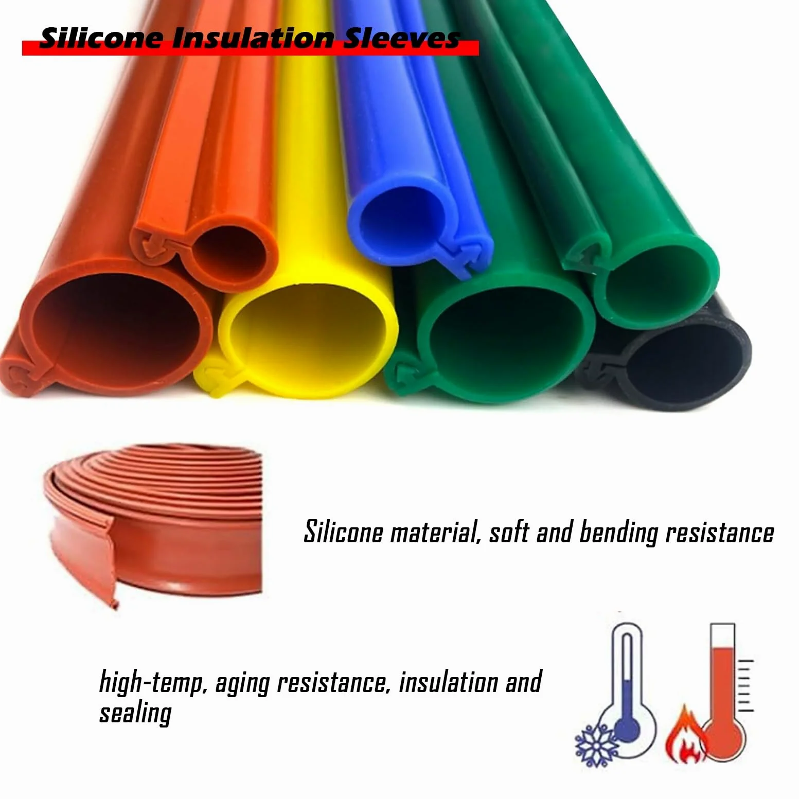 Protezione per Cavi, Guaina Protettiva in Silicone ad Alta Tensione - Copertura Isolante Anti-Shock Elettrico per Cavi Aerei, Adatta a 10 KV, 35 KV, 110 KV (Rosso, Diametro Interno 20 mm/0,7